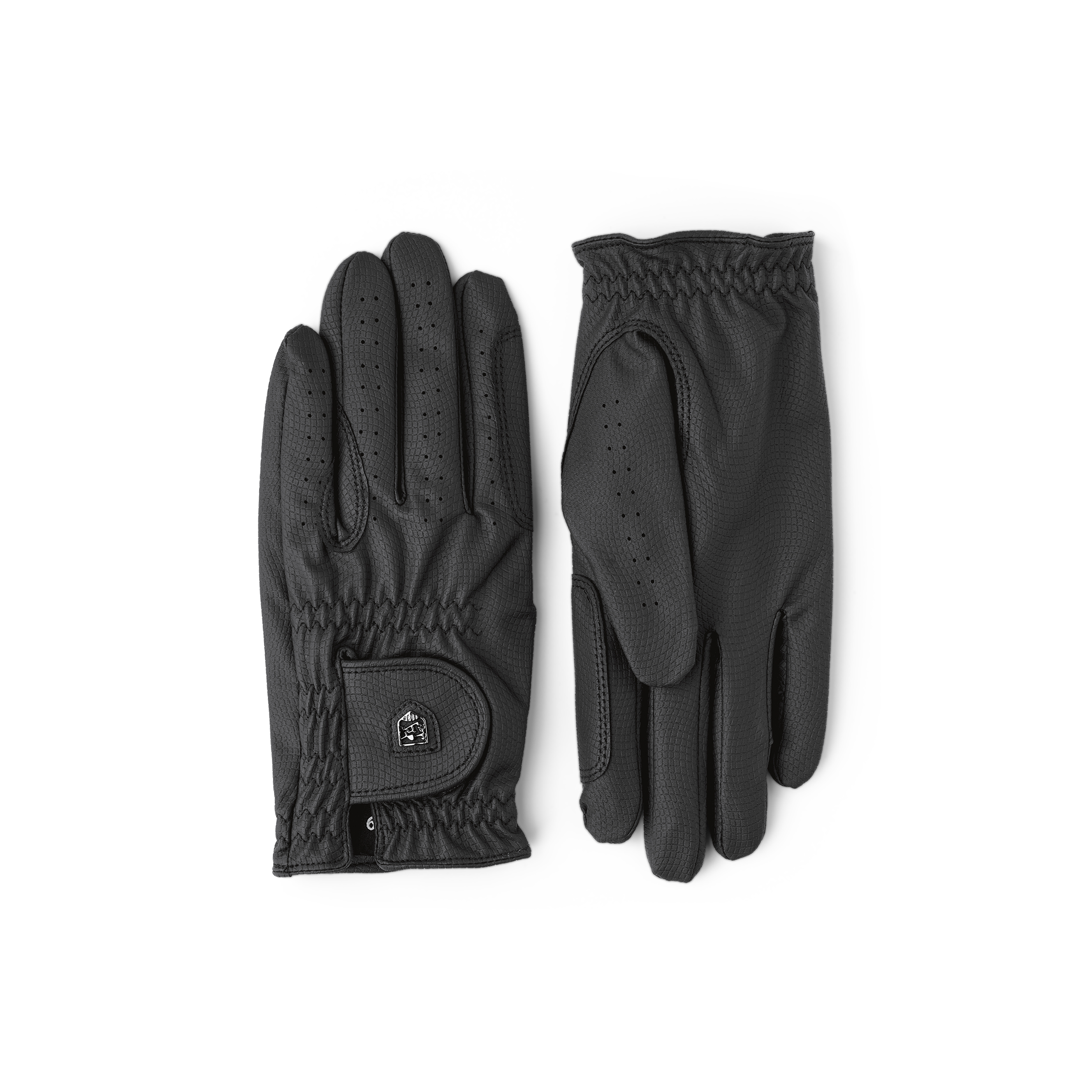 Schwarzer Reithandschuh aus Synthetikmaterial