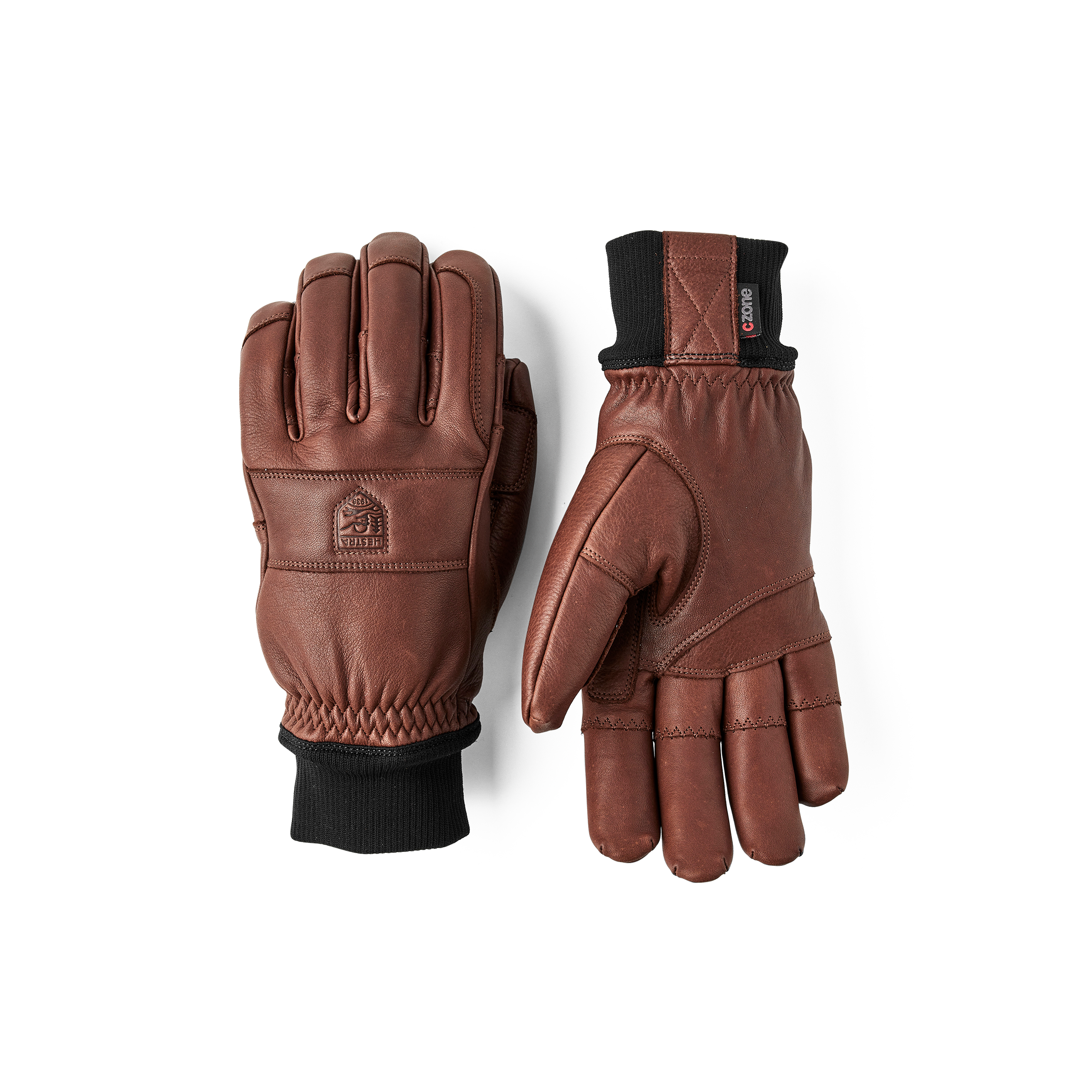 Mintgrüner Skihandschuh aus Rindsleder mit schwarzem Rippbündchen