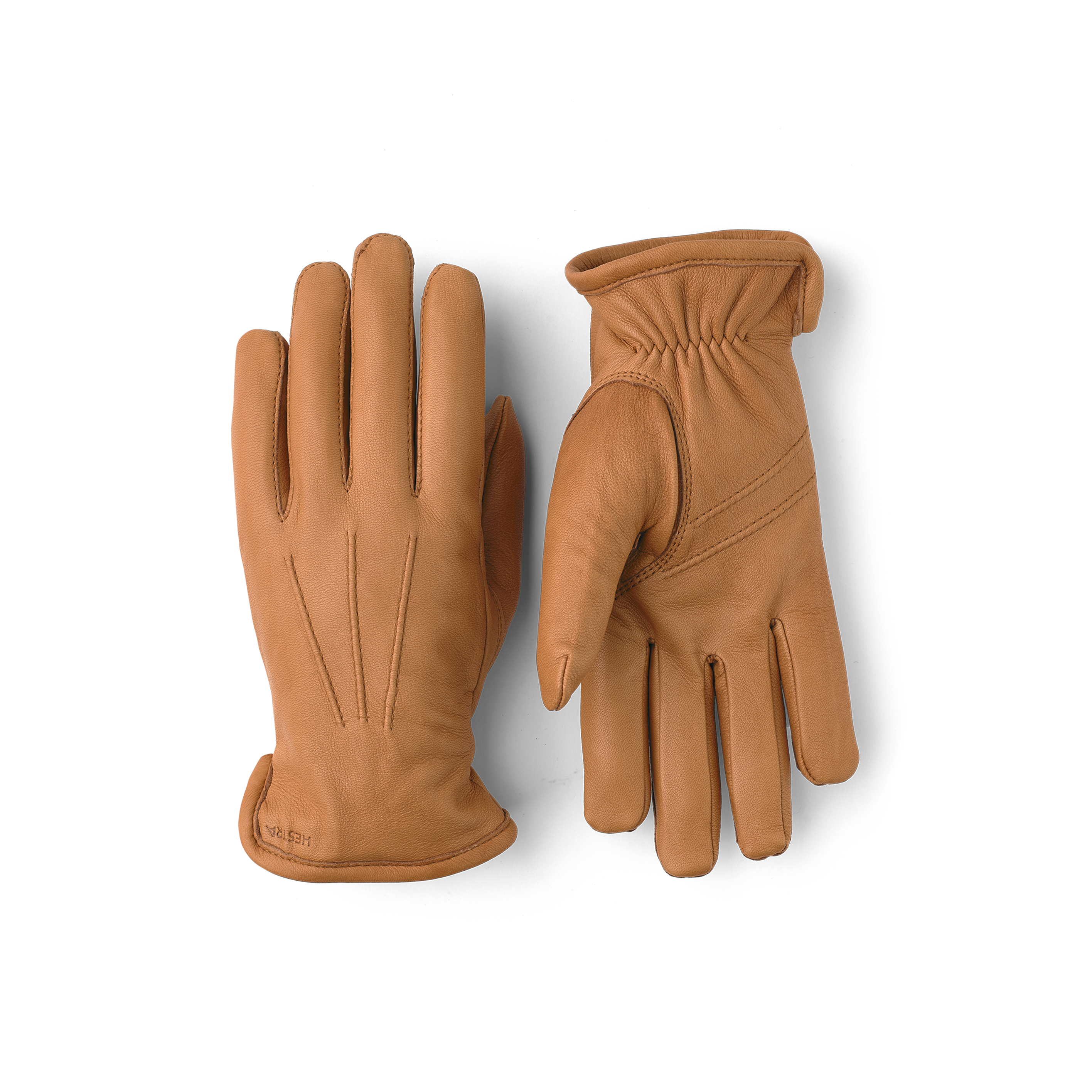 Hellbrauner maschinengenähter Handschuh aus Hirschleder