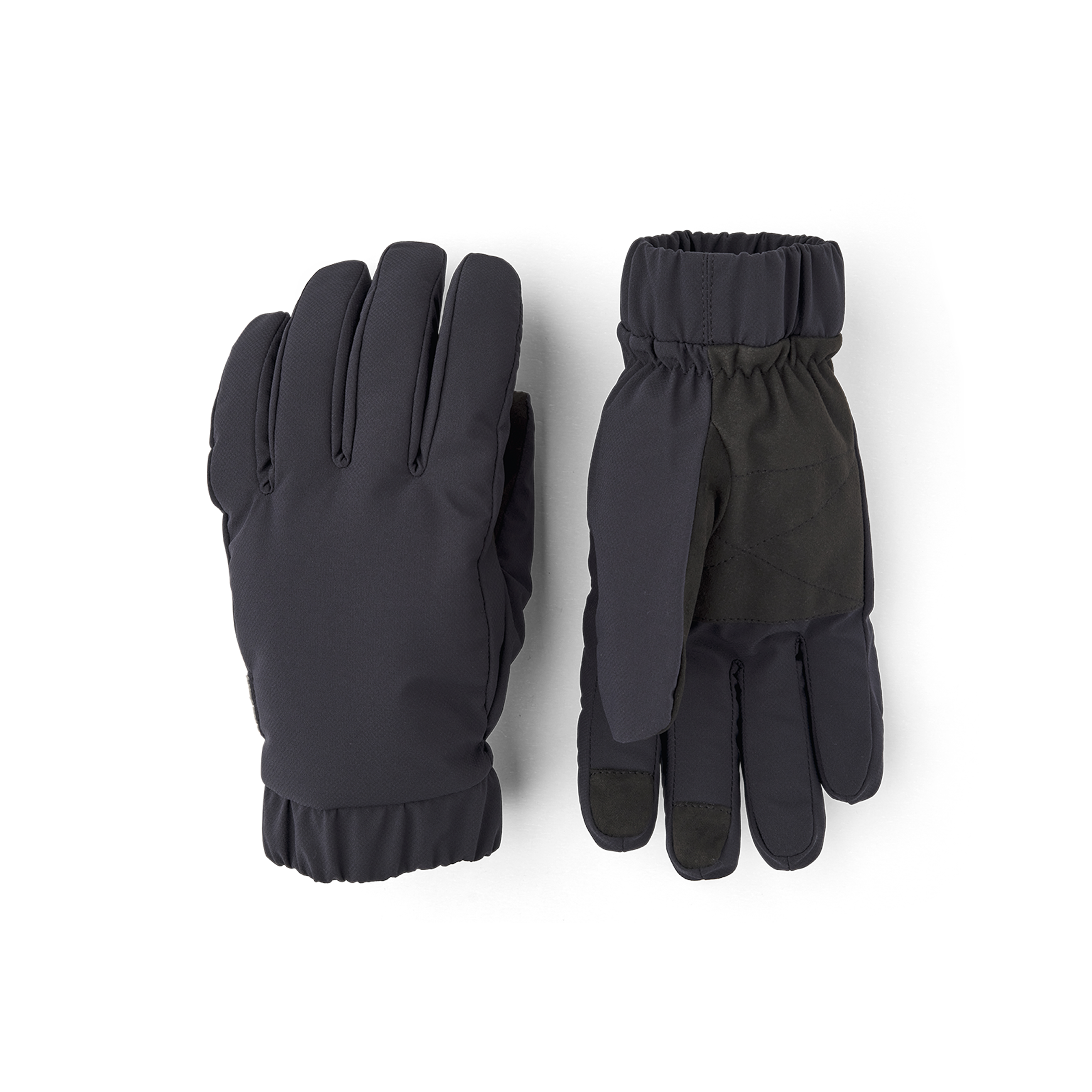 Schwarzer Stoffhandschuh mit elastischem Stoffbündchen