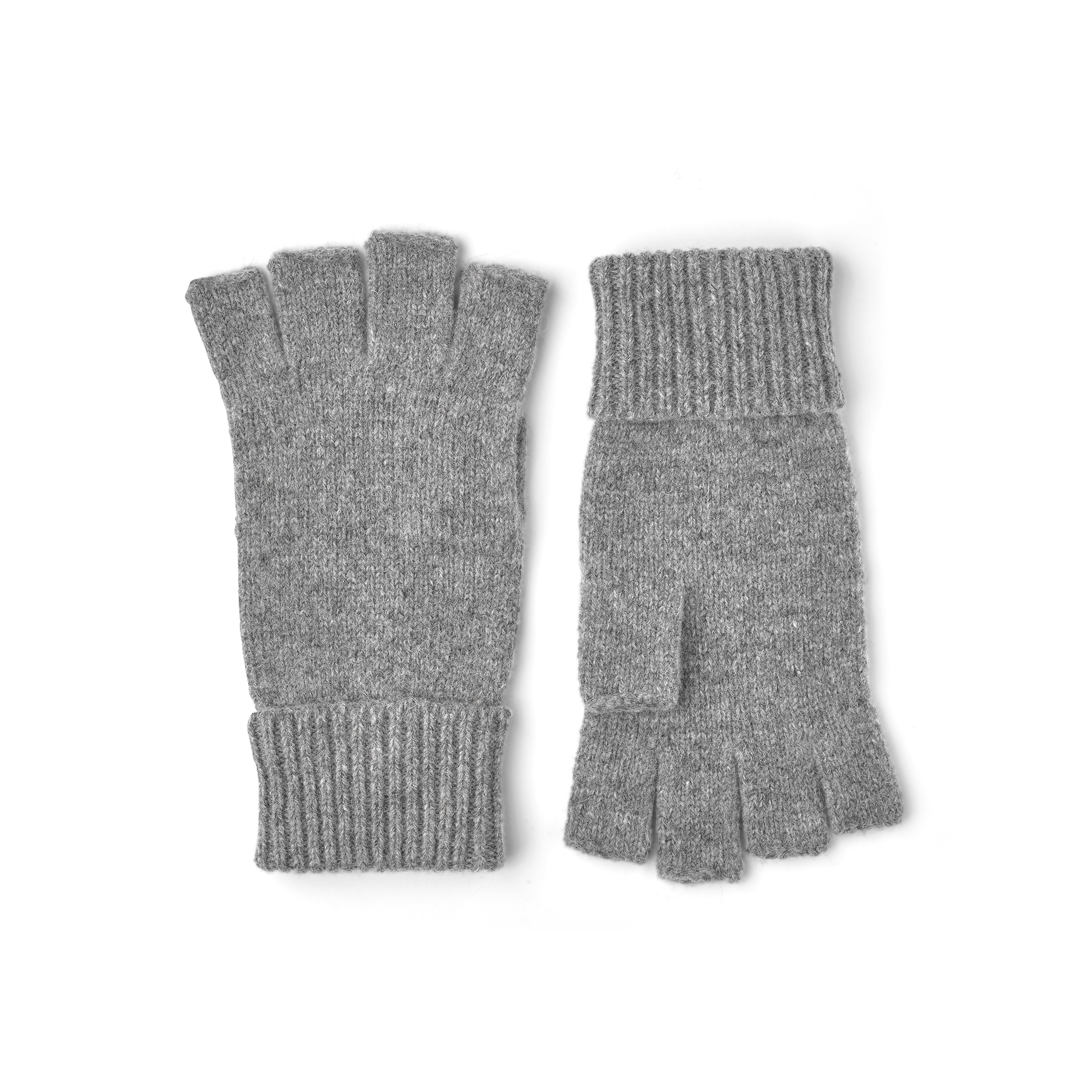 Grauer fingerloser Strickhandschuh aus Wollmischung