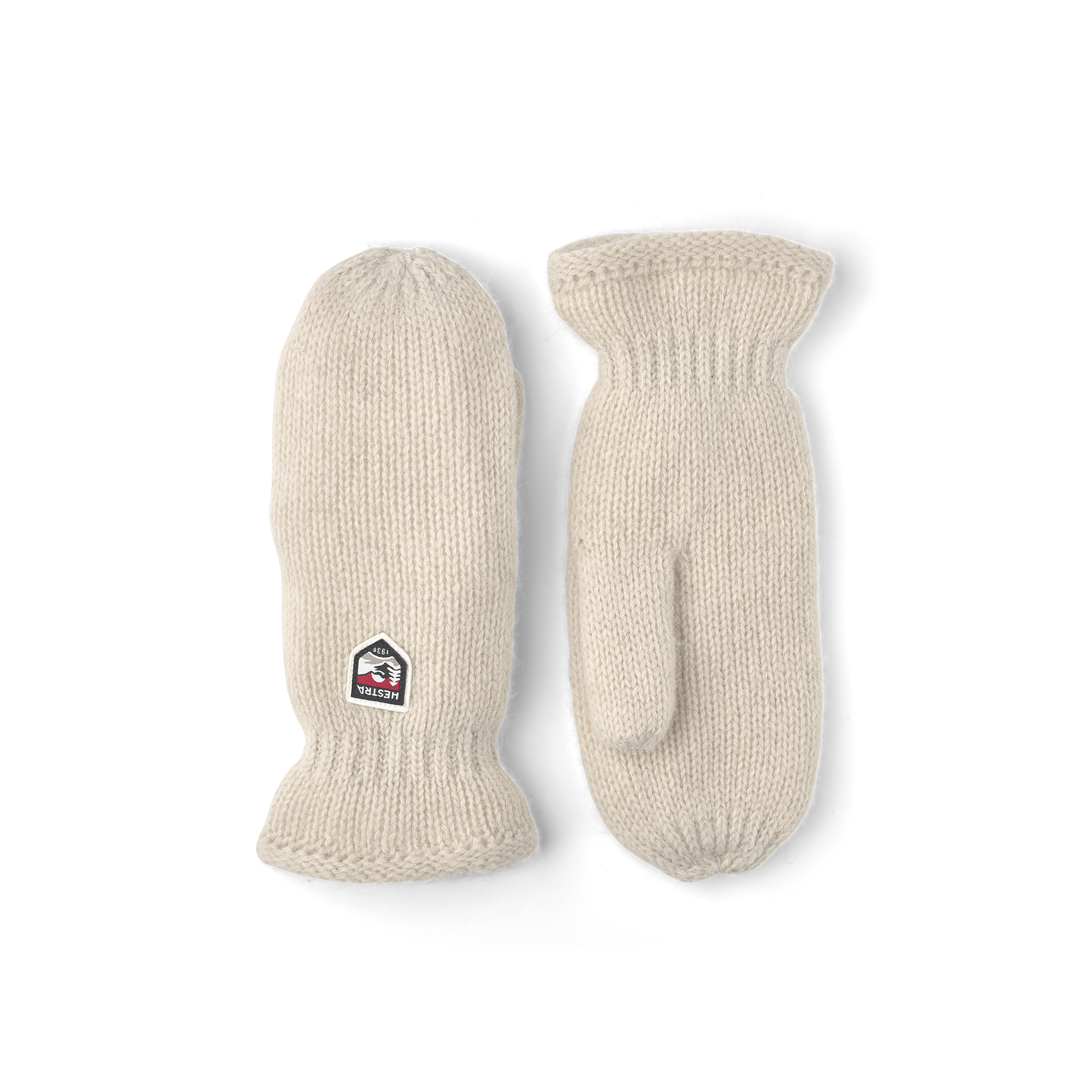 Weißer Strickfäustling aus Shetlandwolle