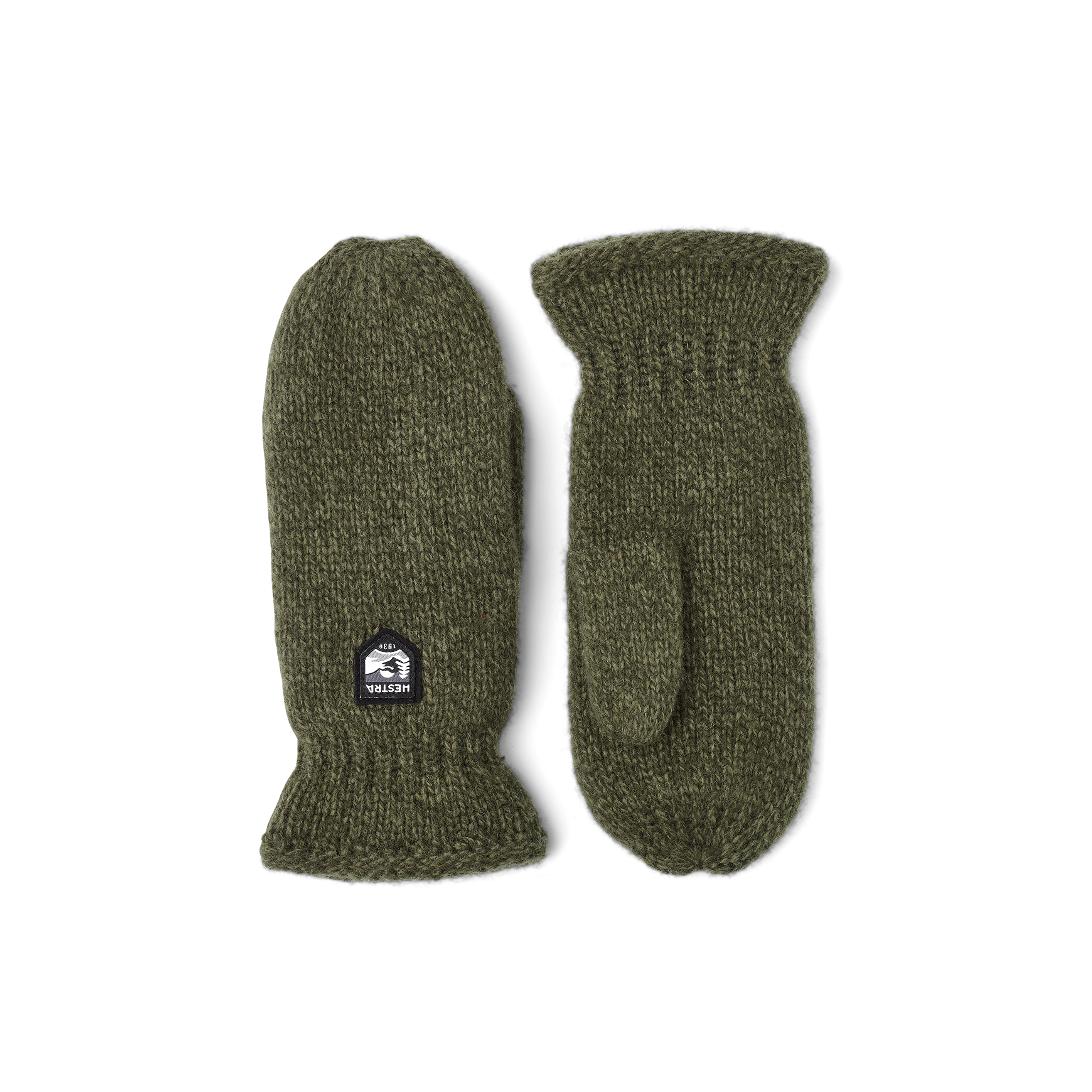 Dunkelgrüner Strickfäustling aus Shetlandwolle