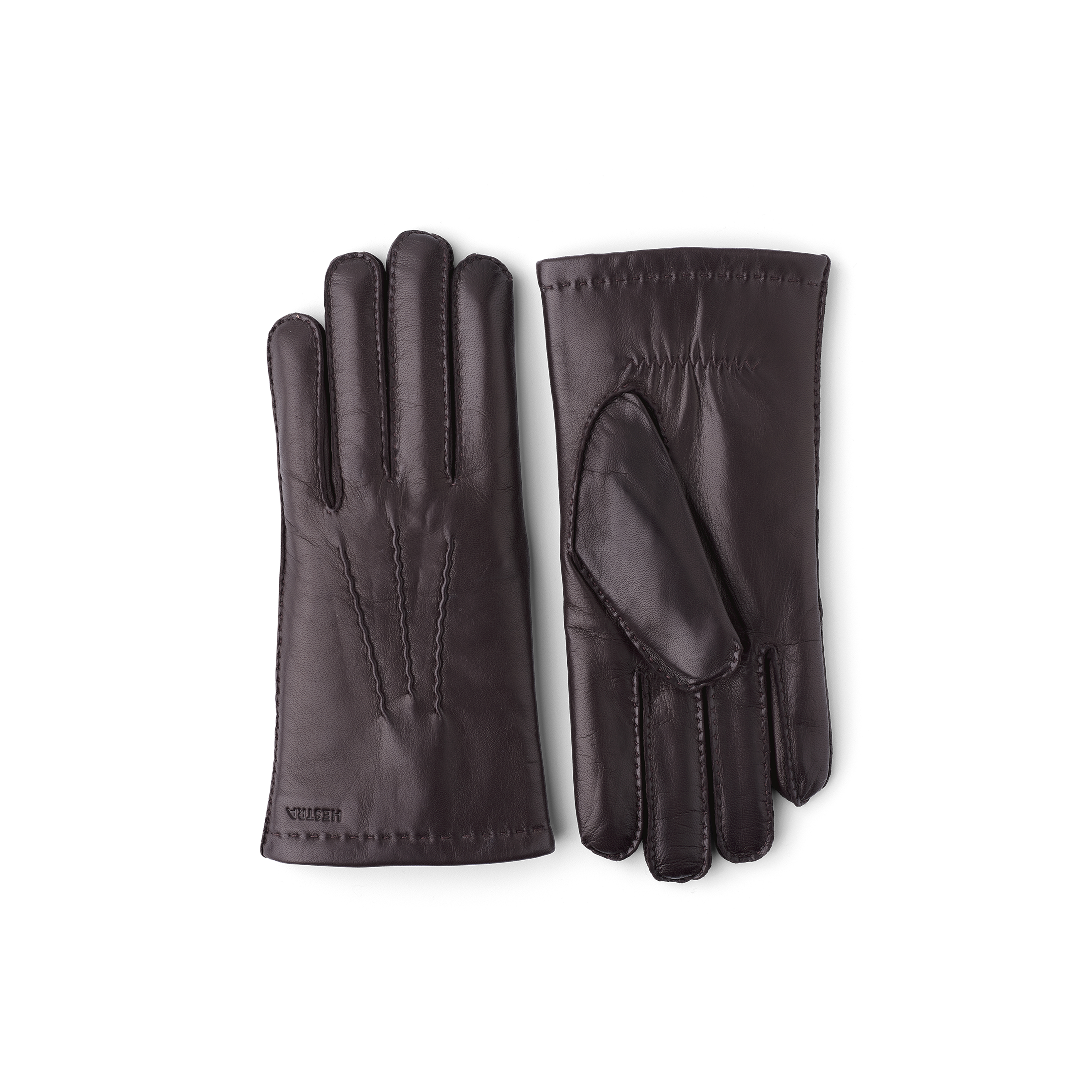 Dunkelbrauner handgenähter Lederhandschuh aus Haarschafleder