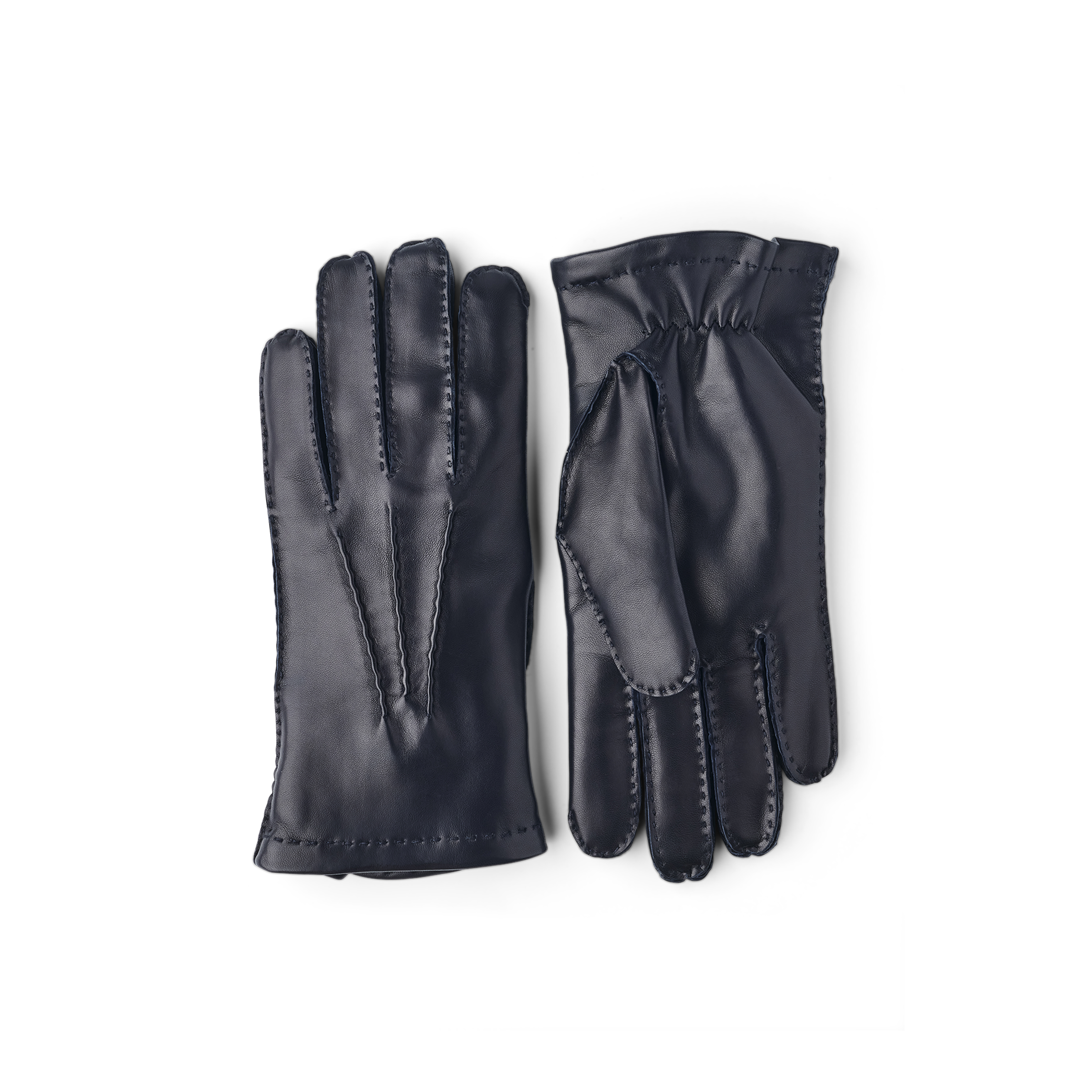 Dunkelblauer handgenähter Lederhandschuh aus Haarschafleder