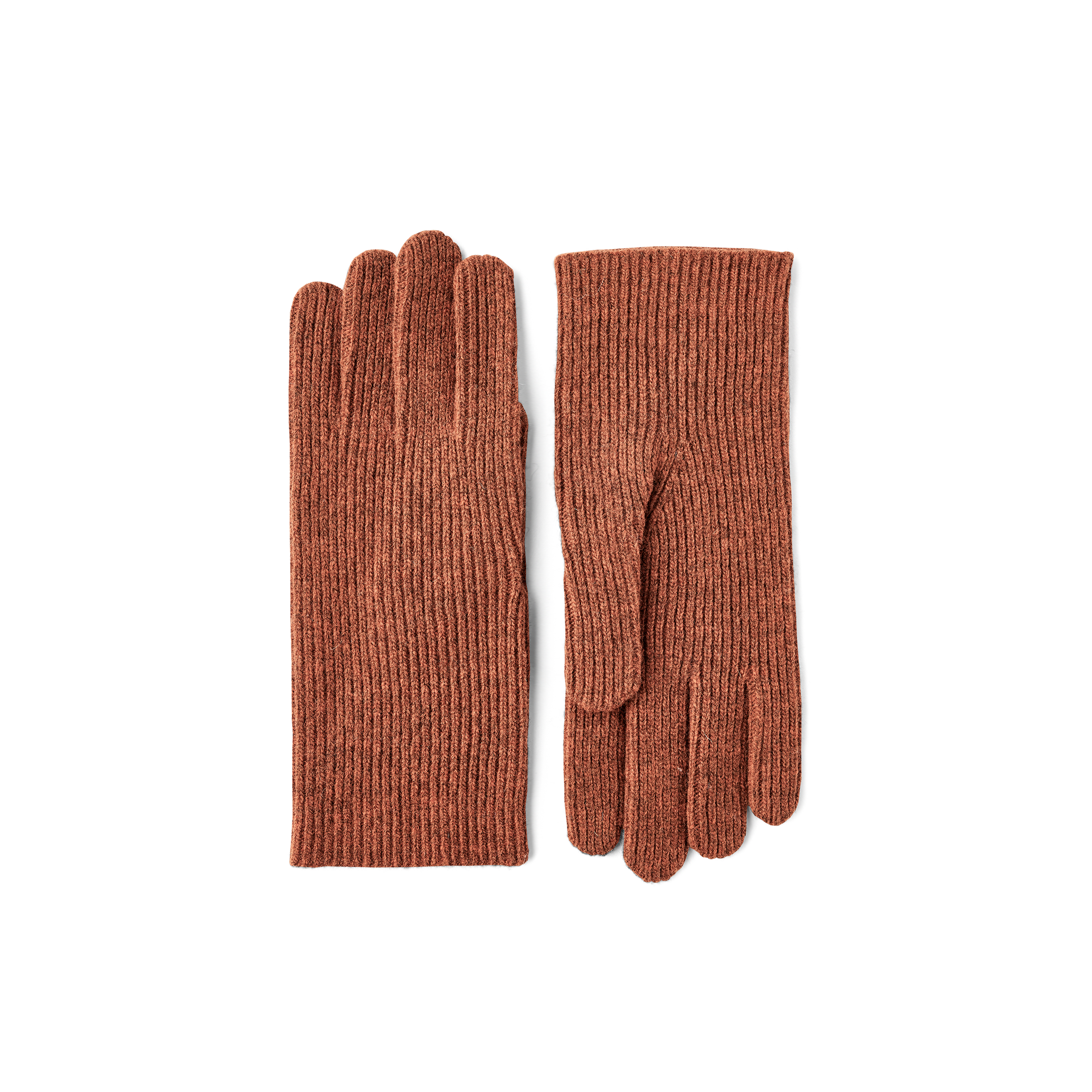 Ziegelroter Fingerhandschuh aus Wollmix