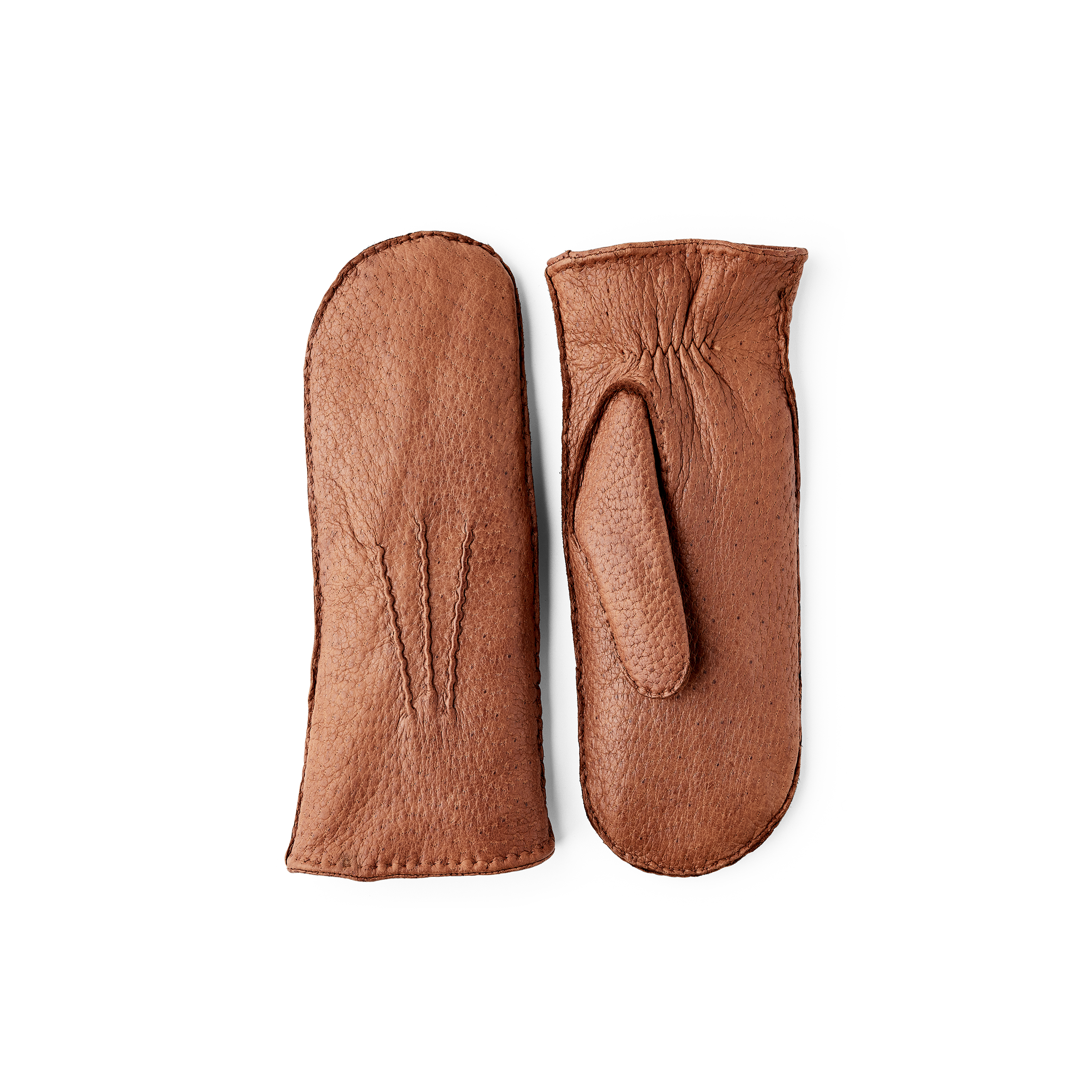 Hellbrauner handgenähter Fausthandschuh aus Peccaryleder