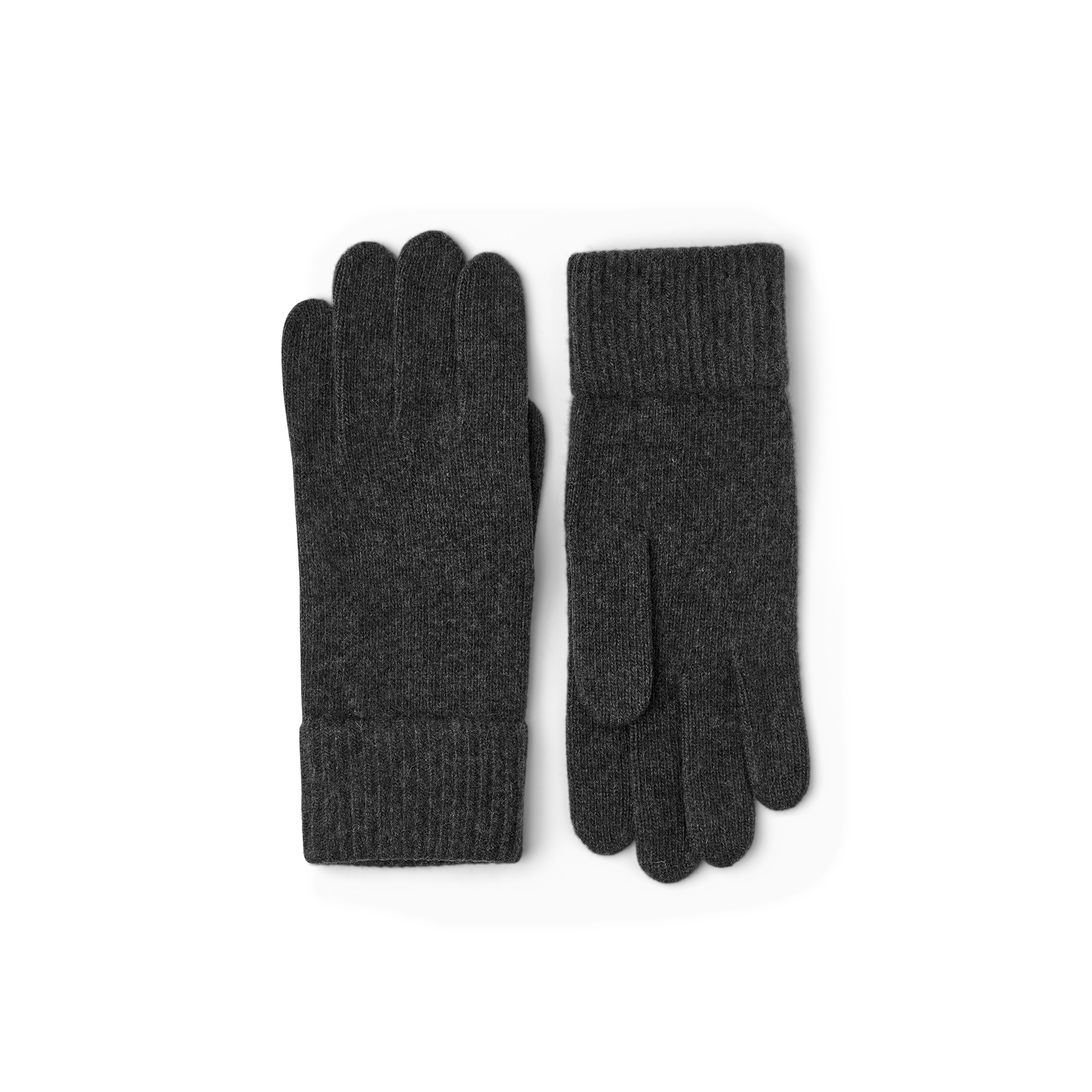 Dunkelgrauer gestrickter Fingerhandschuh aus Kaschmir