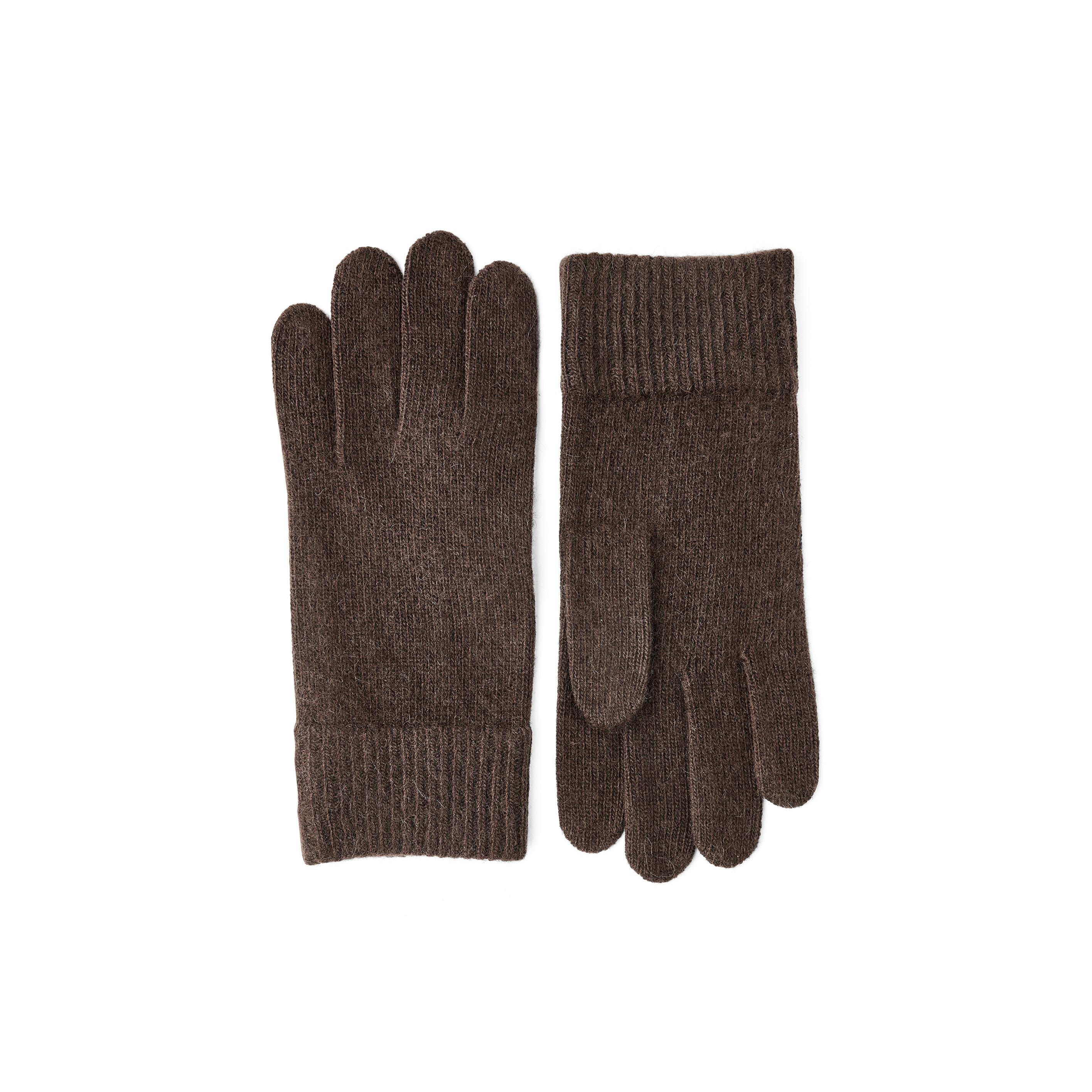Dunkelbrauner gestrickter Fingerhandschuh aus Kaschmir