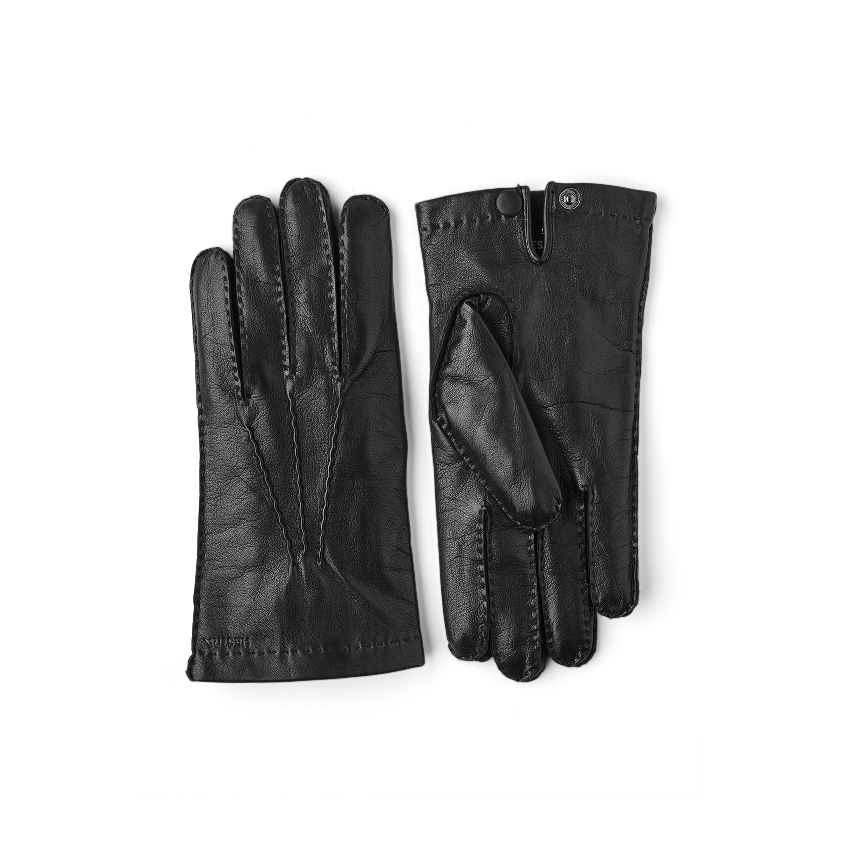 Schwarzer handgenähter Lederhandschuh aus Haarschafleder