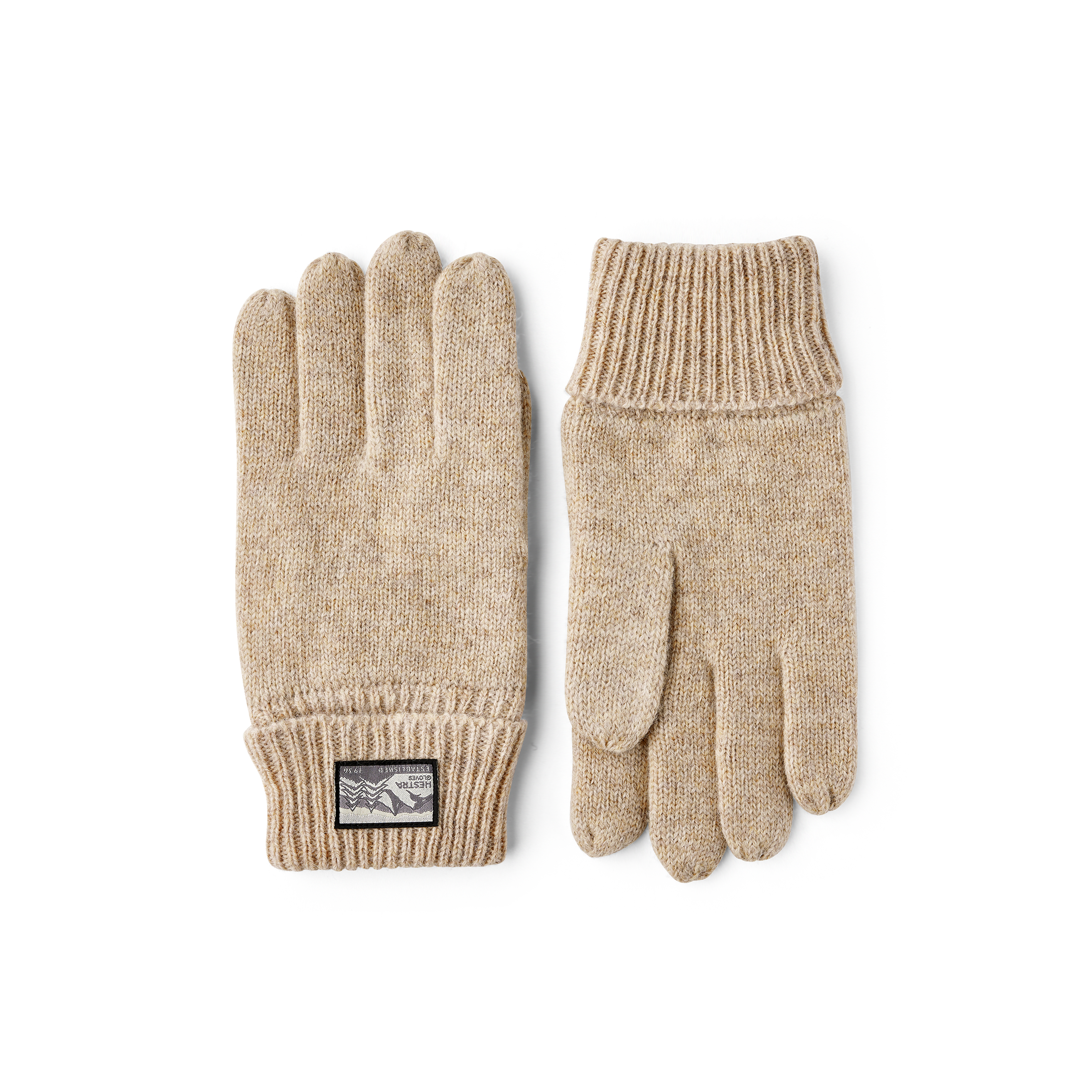 Beiger Fingerhandschuh aus meliertem Wollgarn