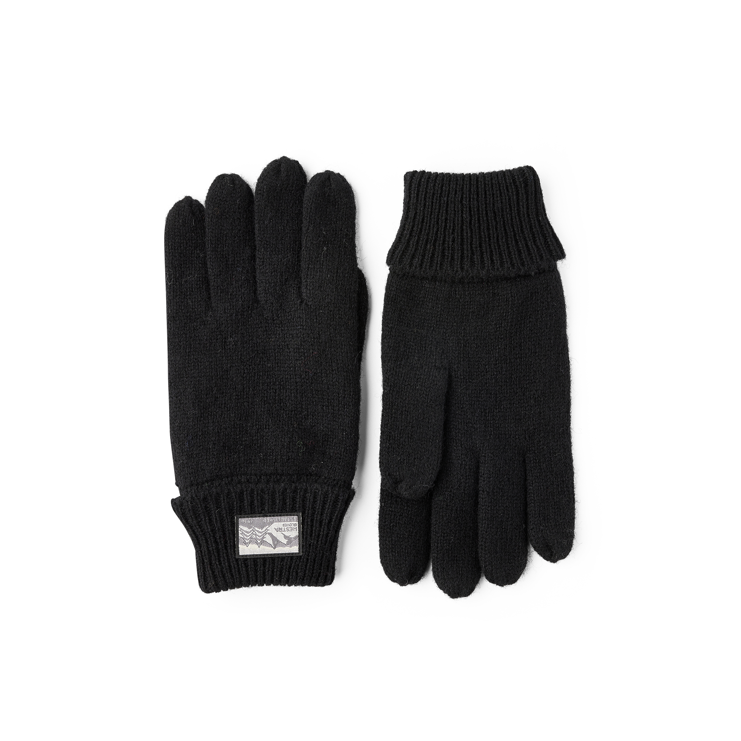 Schwarzer Fingerhandschuh aus meliertem Wollgarn