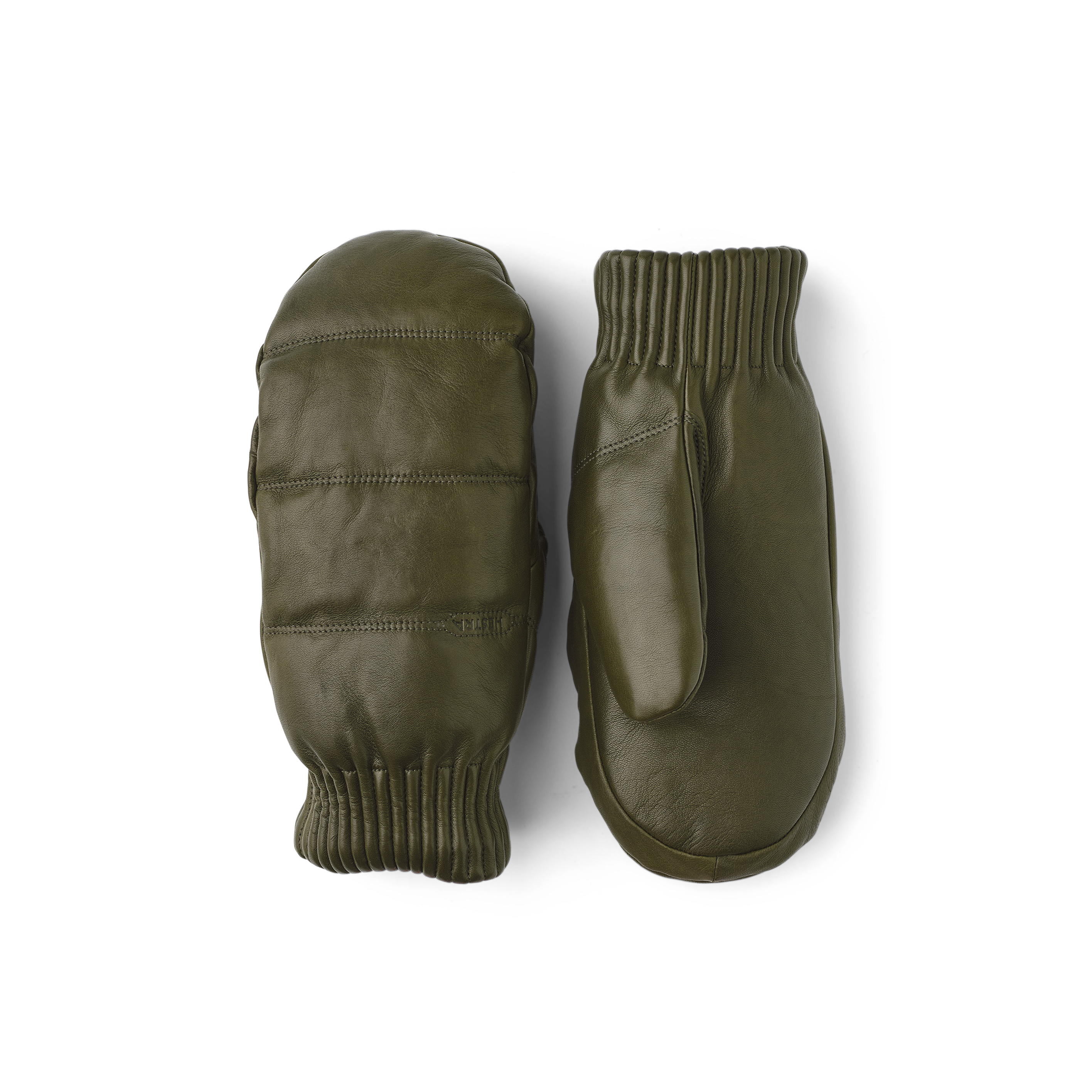 Moosgrüner Fausthandschuh aus Haarschafleder