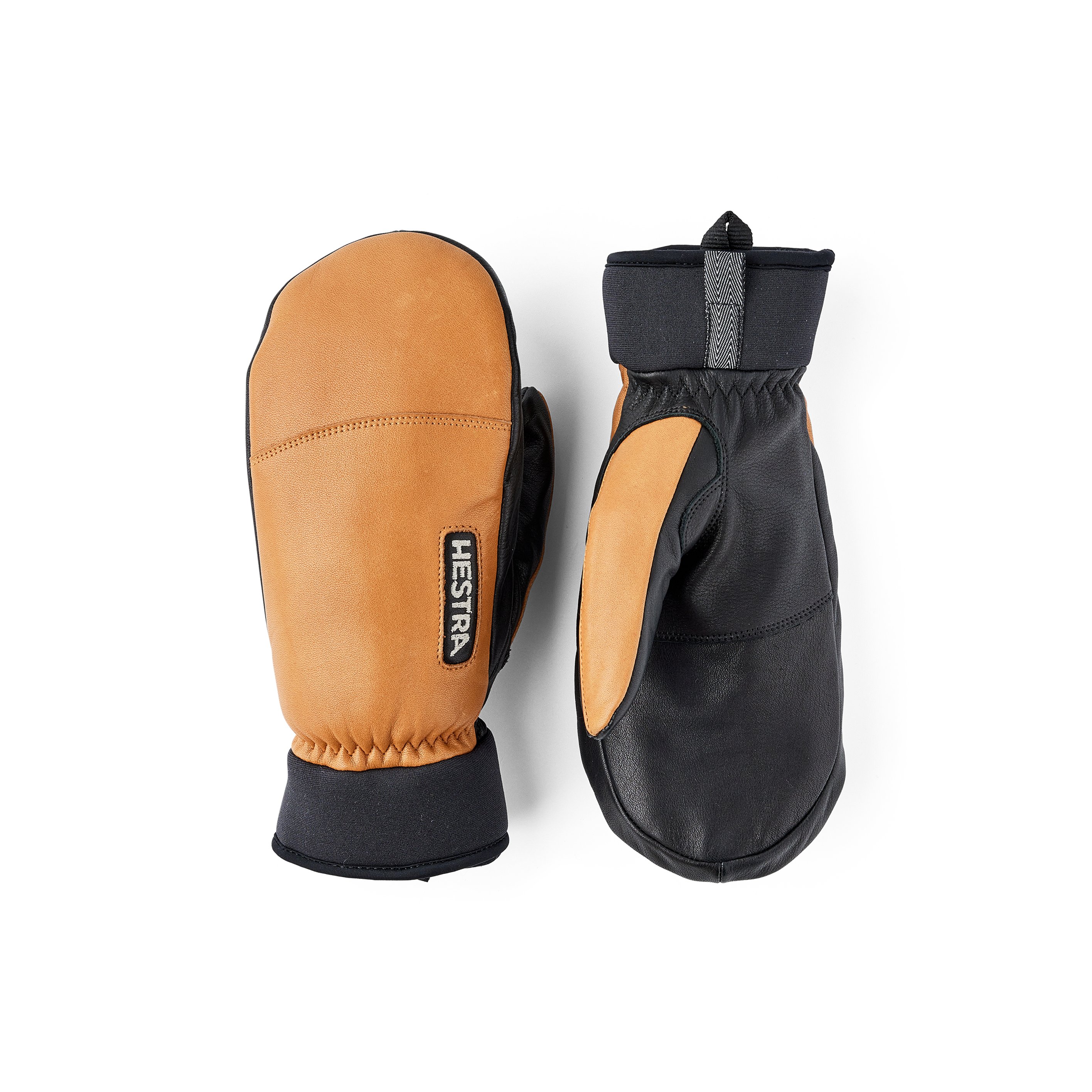 Hellbrauner Fausthandschuh aus Ziegenleder und Rindsleder mit schwarzer Innenhand