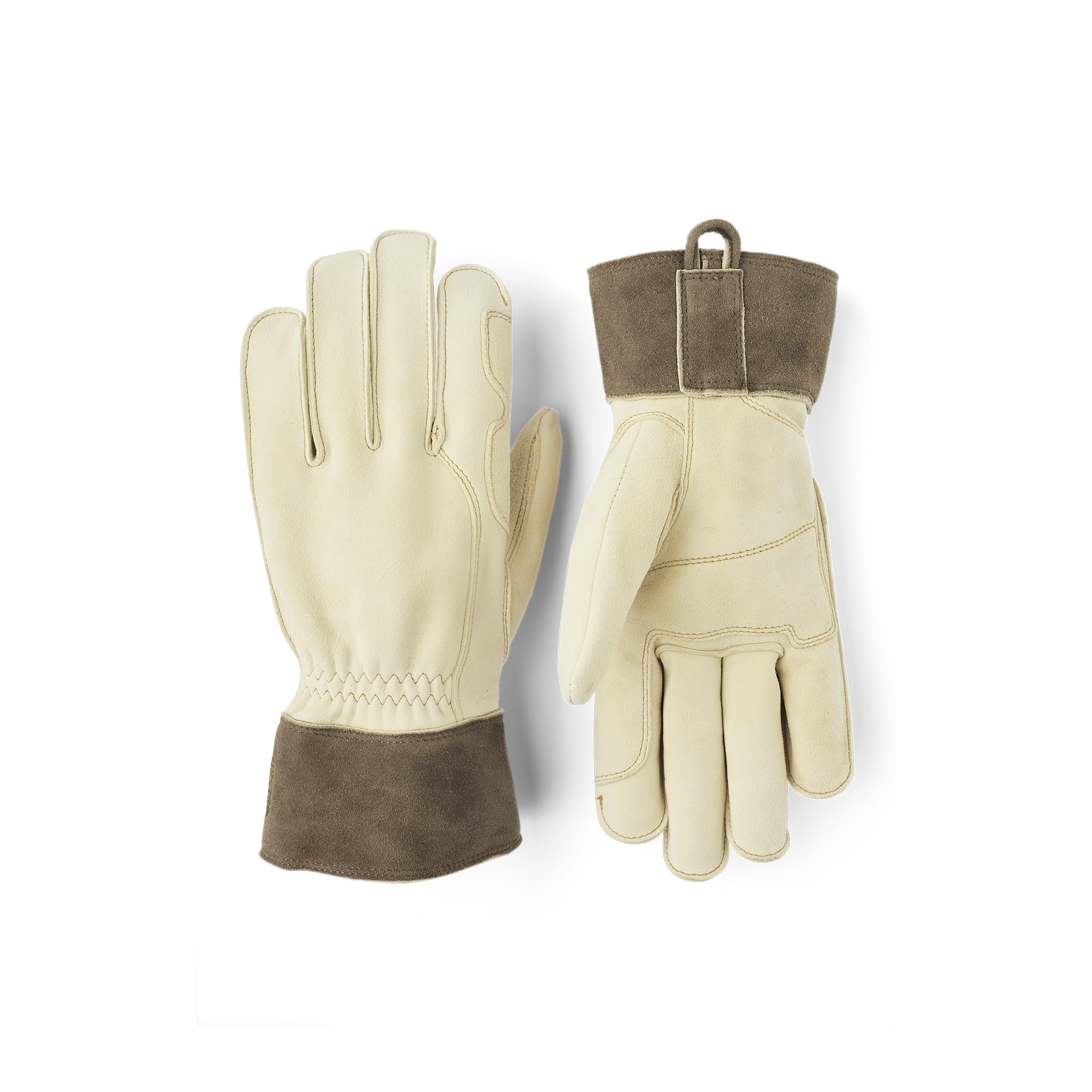Hellgelber Outdoorhandschuh aus sämisch gegerbtem Ziegenwildleder