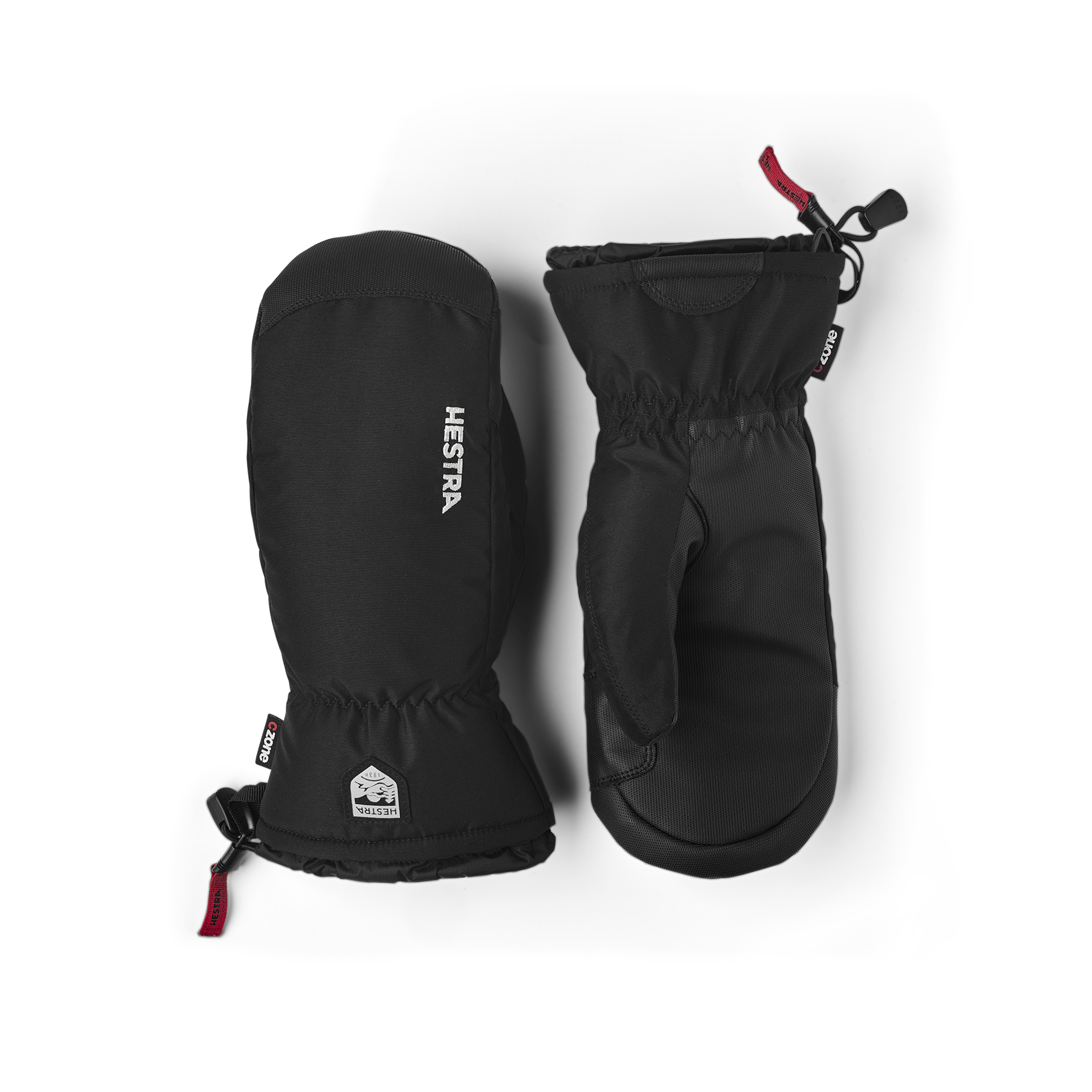 Schwarzer Fausthandschuh aus Stoff mit Innenhand aus Synthetikmaterial