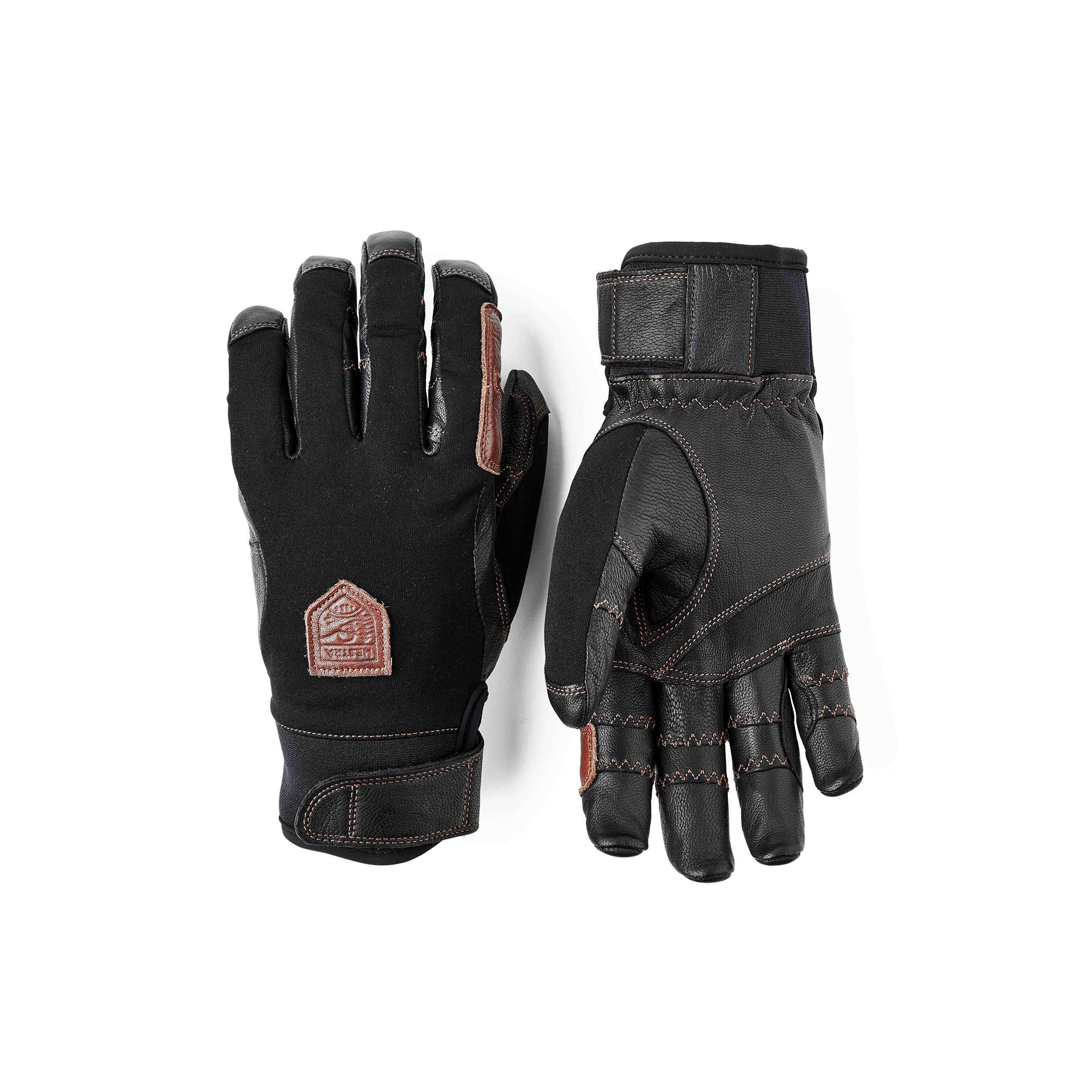 Schwarzer Reithandschuh aus Stoff mit Ziegenlederinnenhand mit Touchfunktion