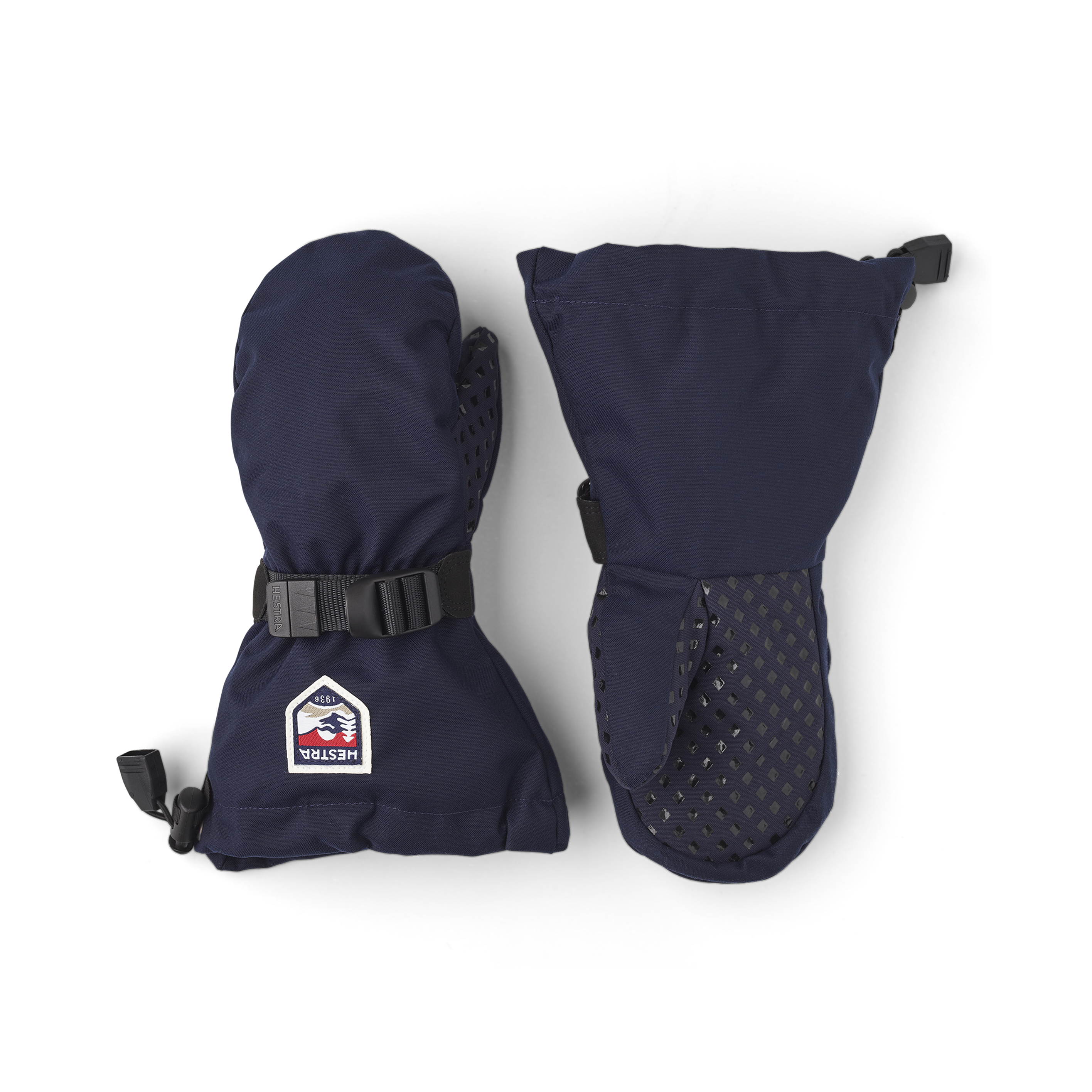 Dunkelblauer Fausthandschuh aus Stoff mit verstellbarem Handgelenkverschluss