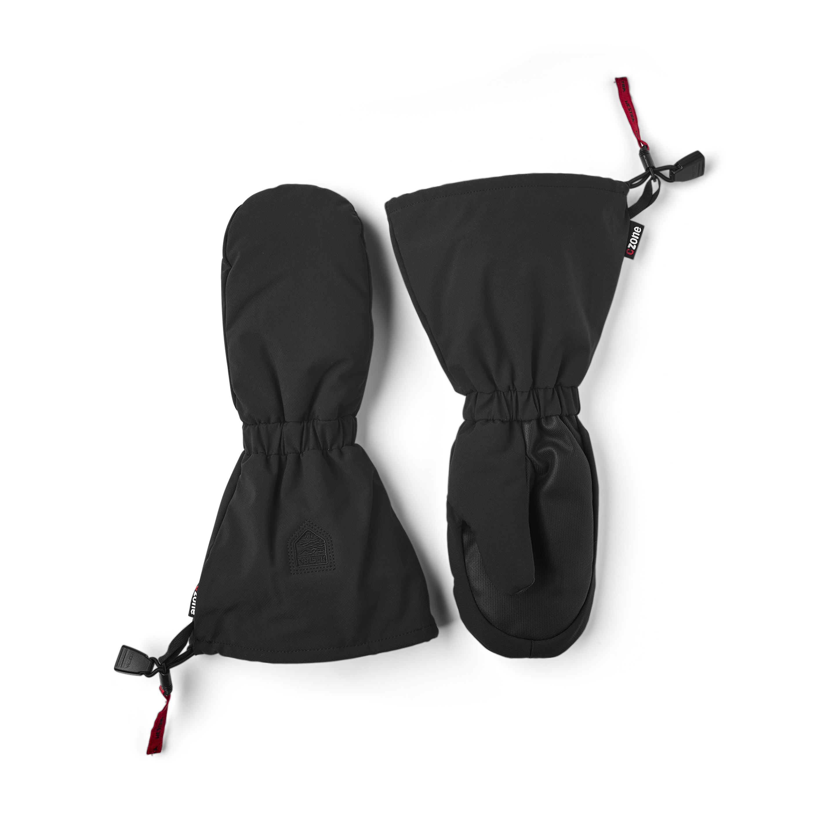 Schwarzer Fausthandschuh aus Stoff mit Innenhand aus Synthetikmaterial