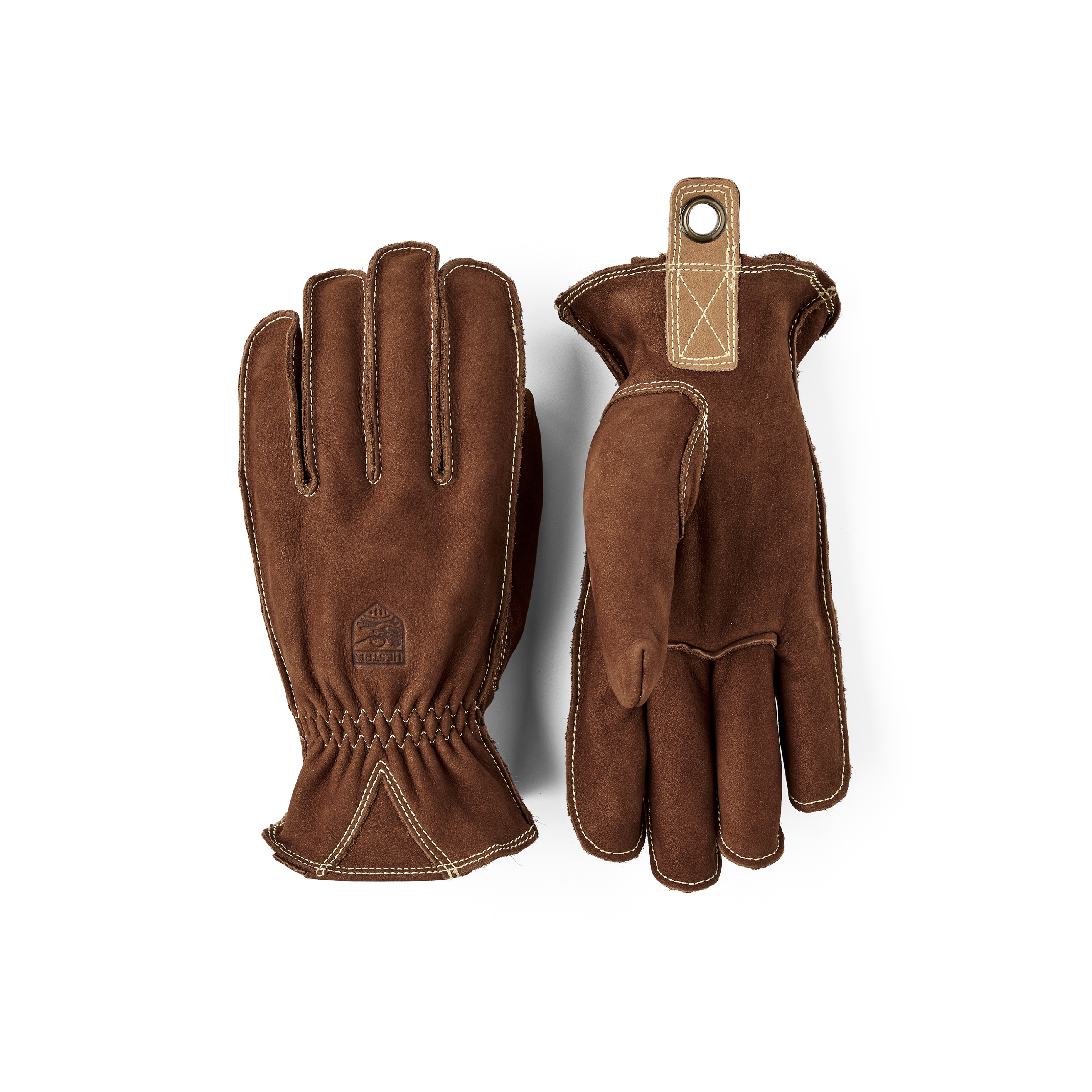 Brauner Outdoorhandschuh aus Rindsnubukleder