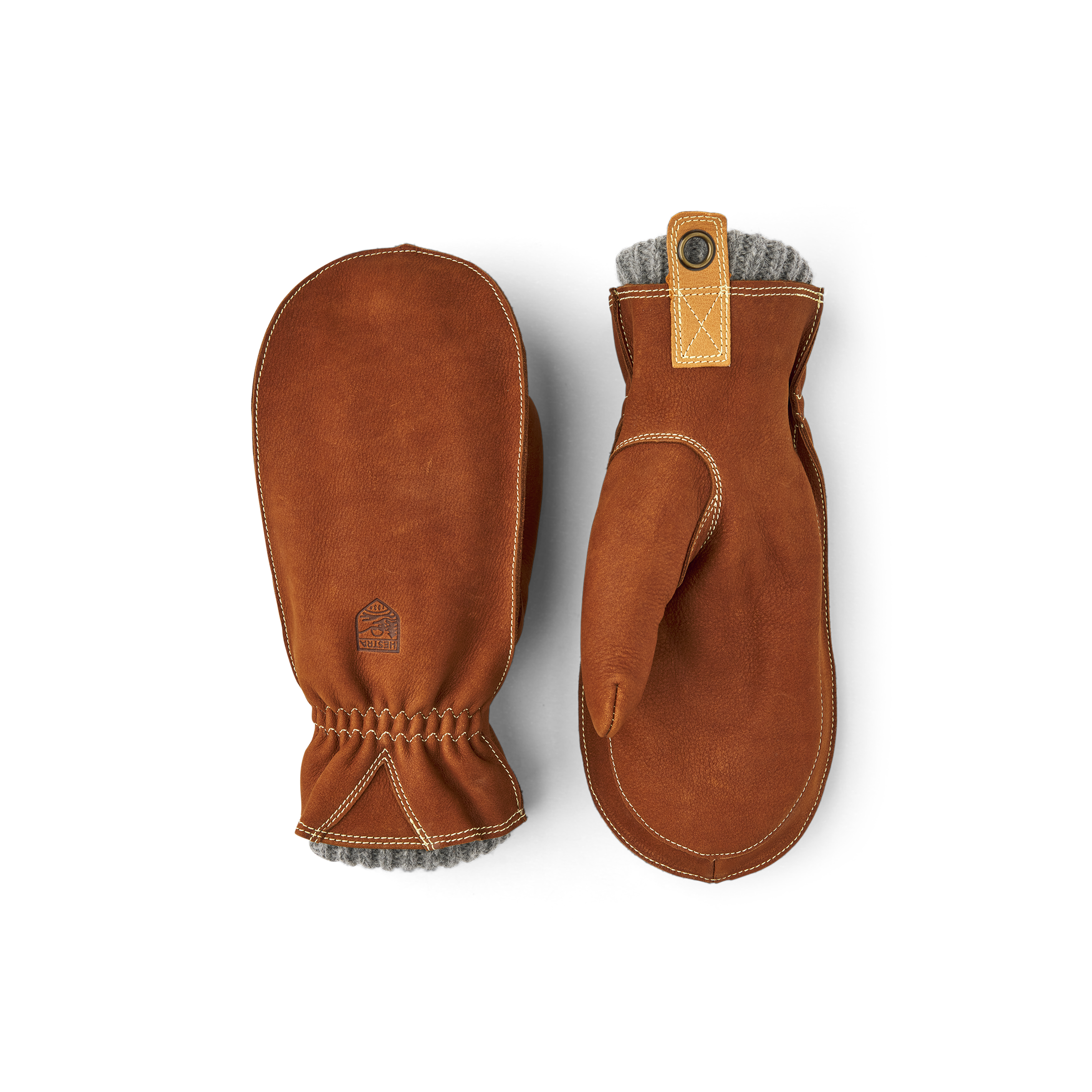 Brauner Fausthandschuh aus Rindsnubukleder mit Strickfutter