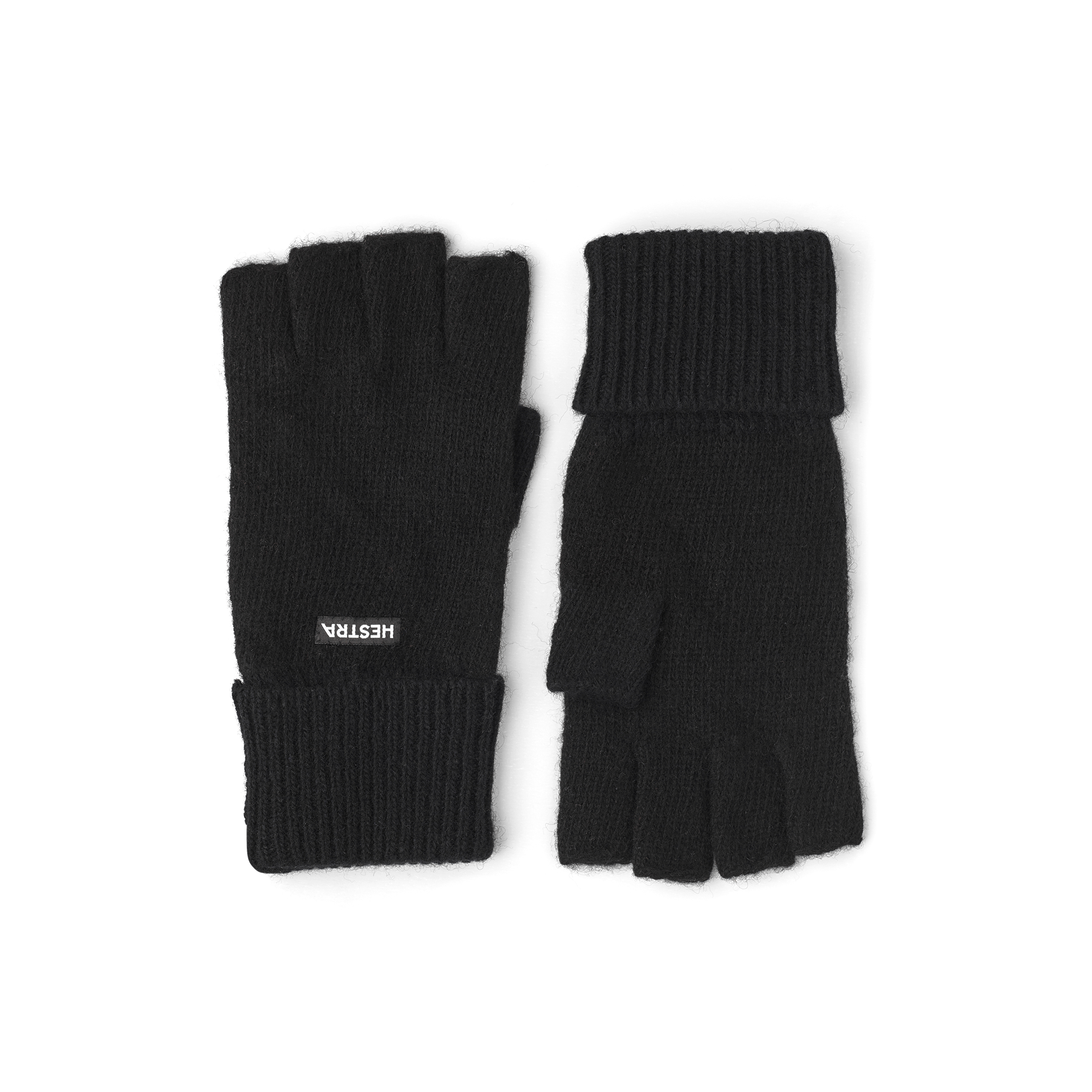 Schwarzer gestrickter Kurzfingerhandschuh aus Woll-Kaschmir-Mix
