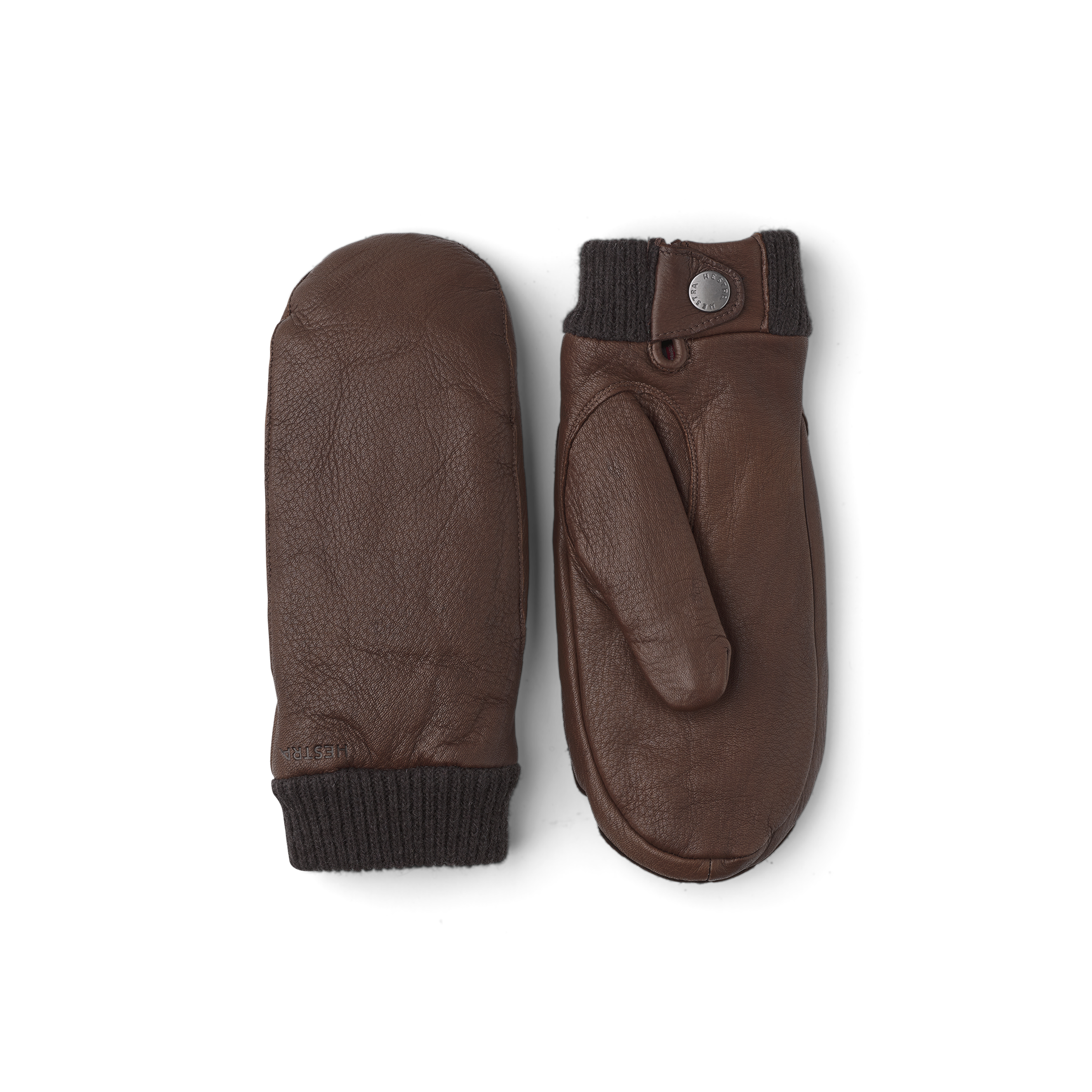 Brauner Fausthandschuh aus Hirschleder mit Strickbündchen