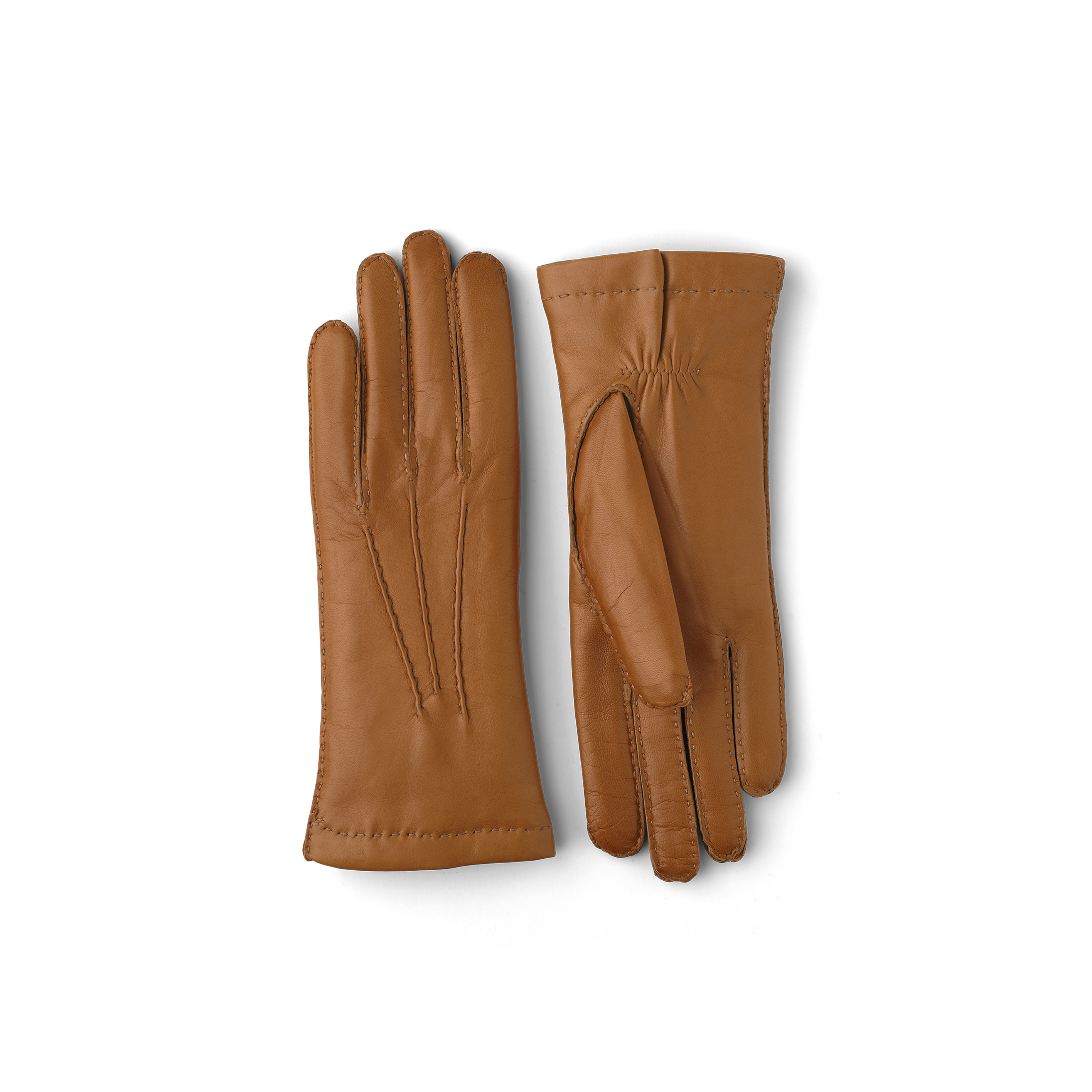 Goldbrauner handgenähter Lederhandschuh aus Haarschafleder
