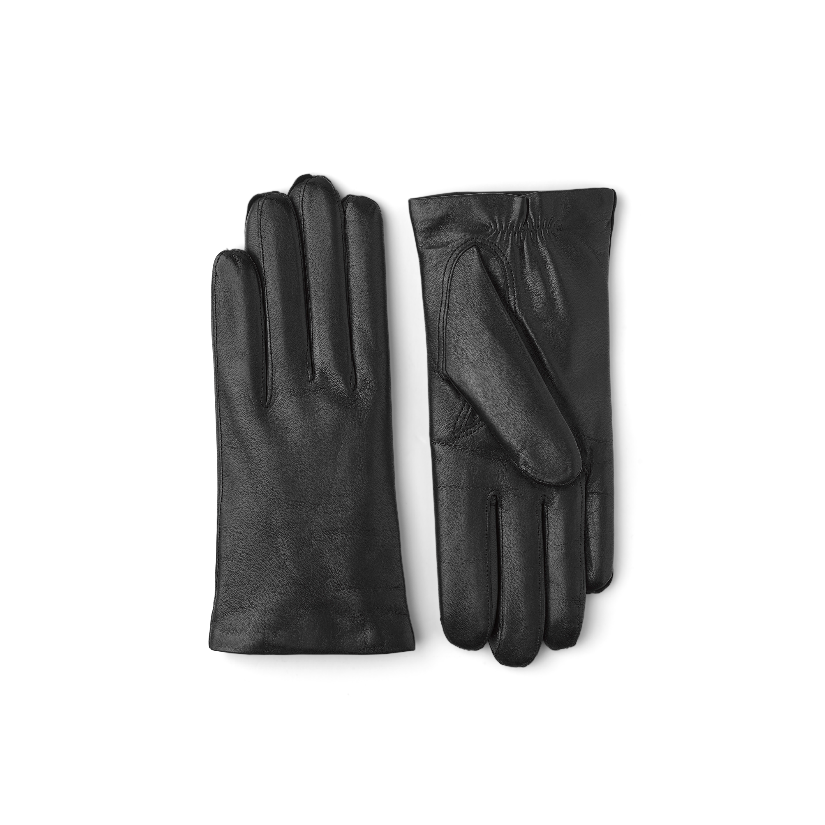 Schwarzer maschinengenähter Lederhandschuh aus Haarschafleder