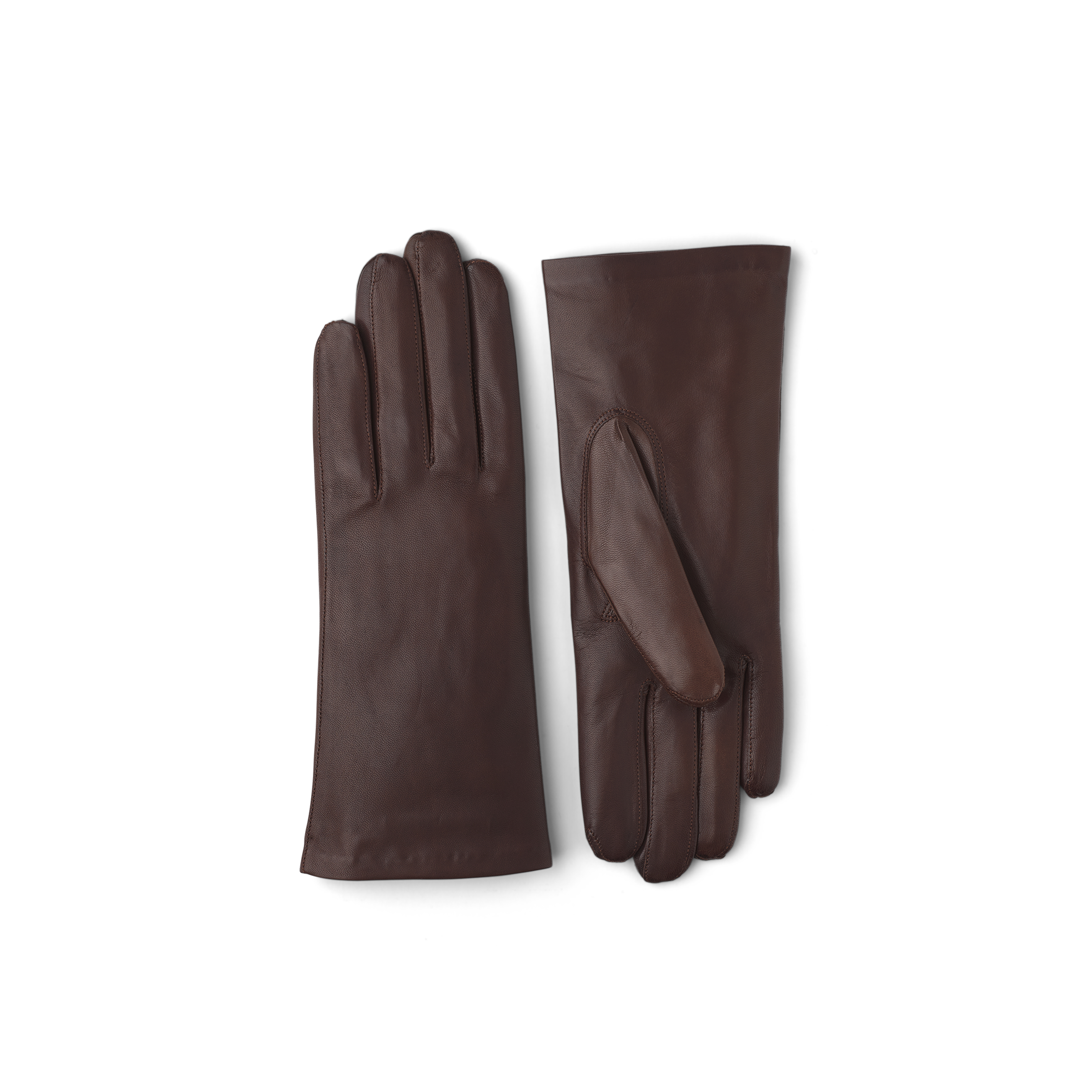 Brauner maschinengenähter Lederhandschuh aus Haarschafleder