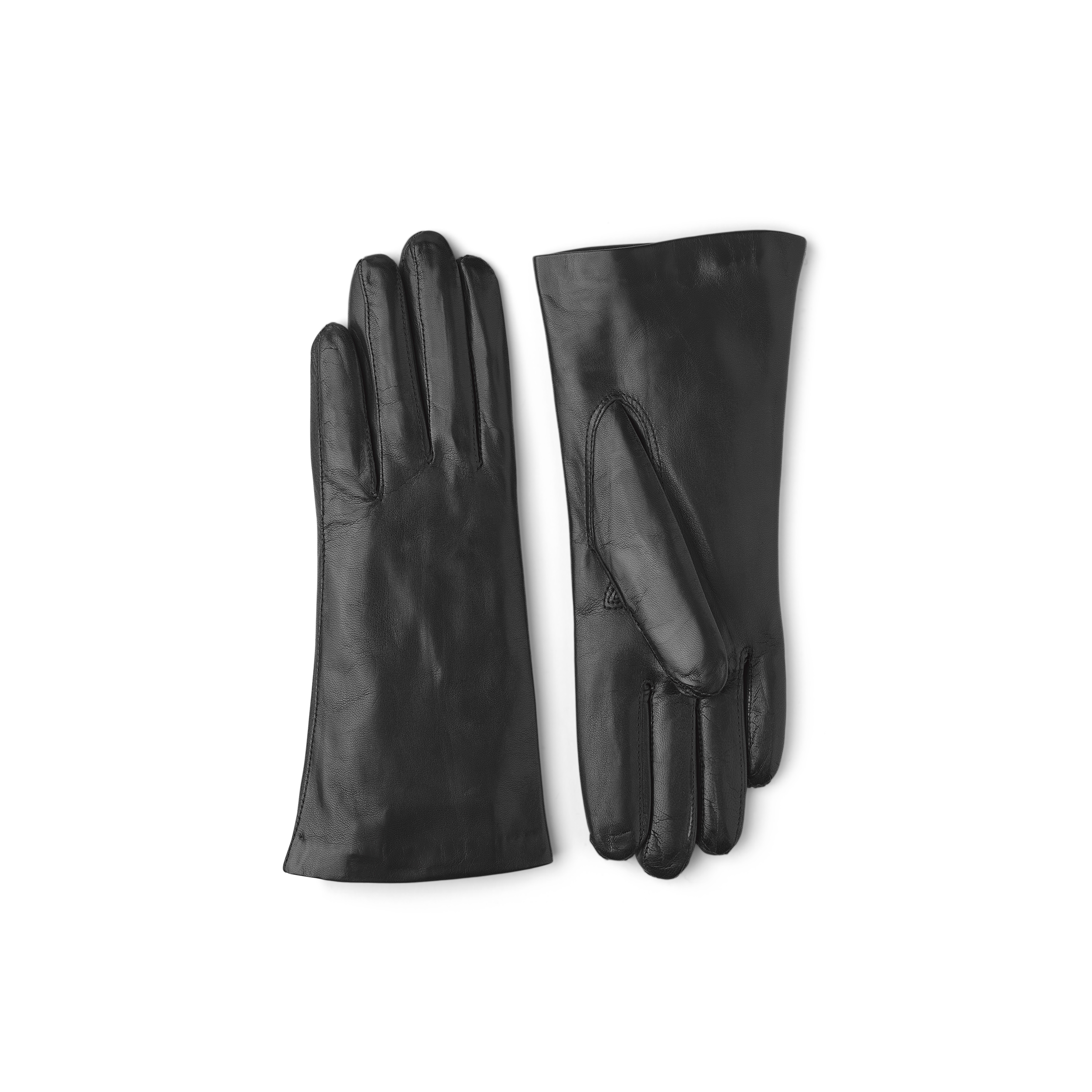 Schwarzer maschinengenähter Lederhandschuh aus Haarschafleder