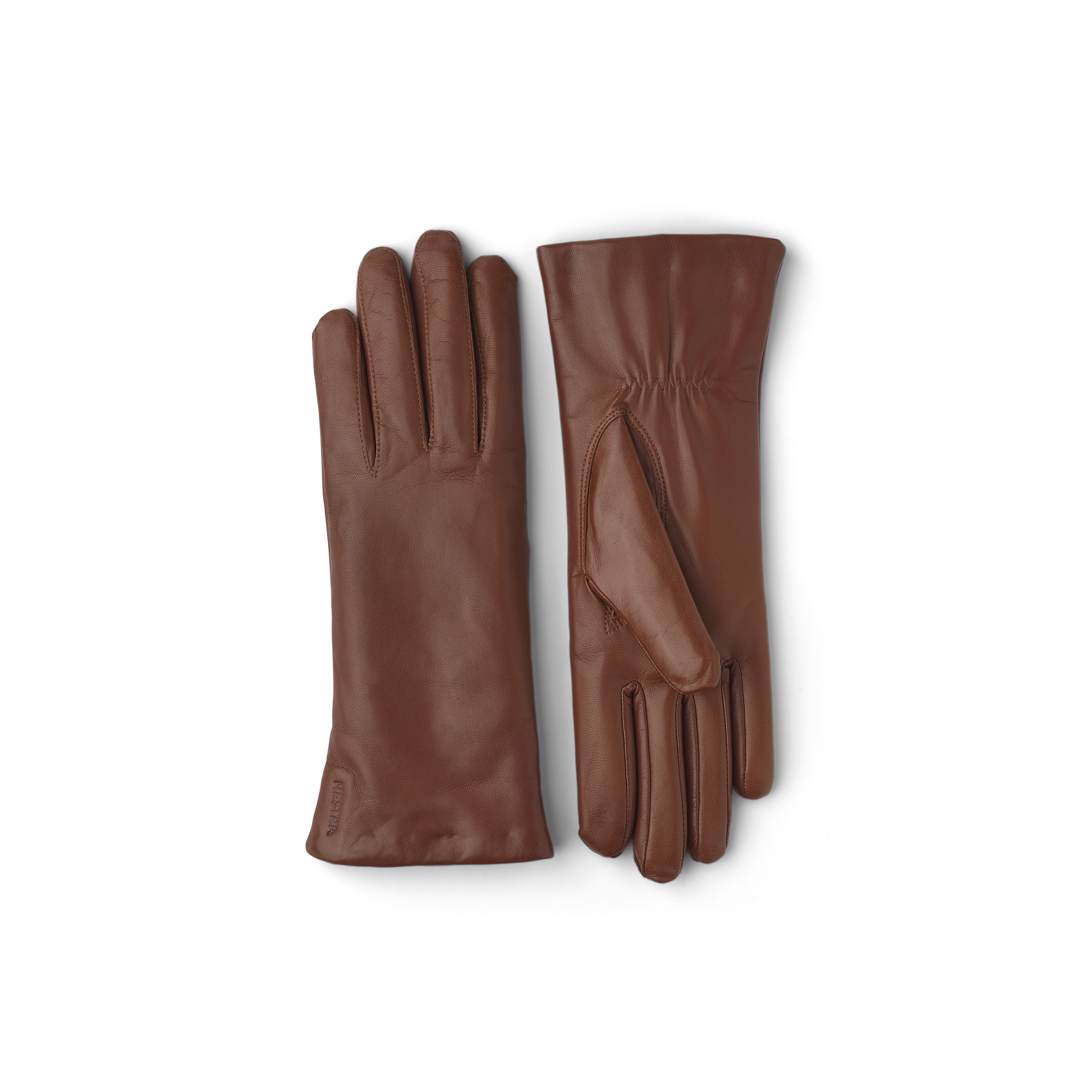 Mittelbrauner maschinengenähter Lederhandschuh aus Haarschafleder