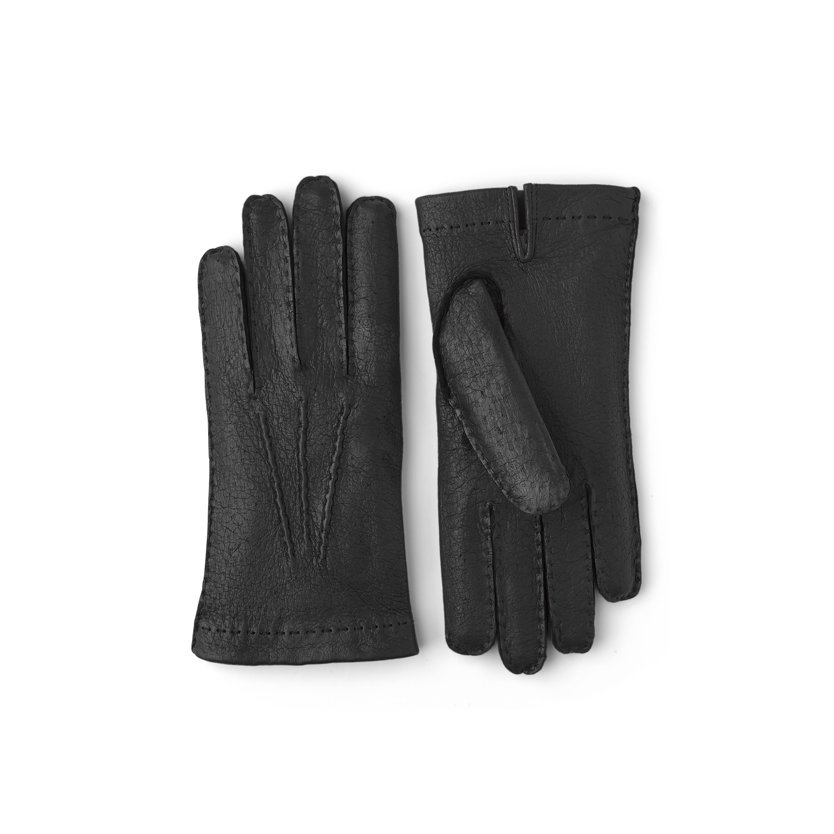 Schwarzer handgenähter Lederhandschuh aus Peccaryleder