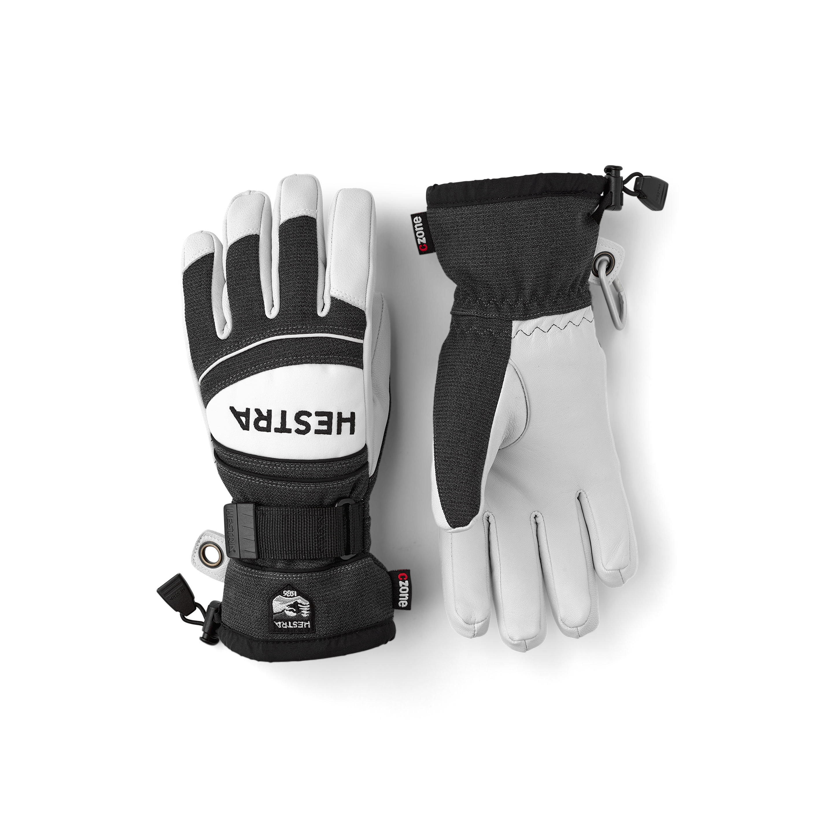 Grau-weißer Handschuh aus Ziegenleder und Stoff