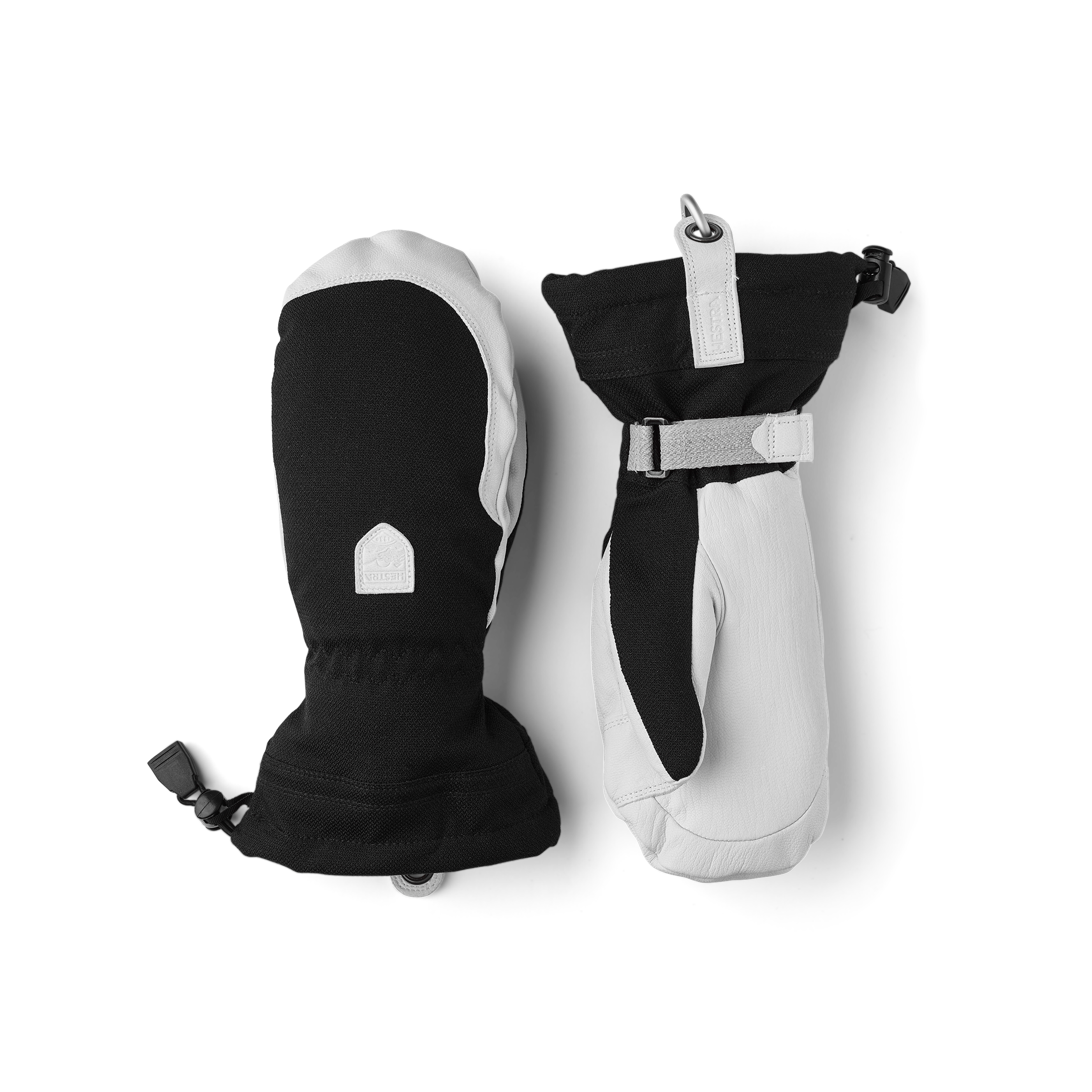 Schwarzer Fausthandschuh mit weißem Ziegenleder an der Innenhand