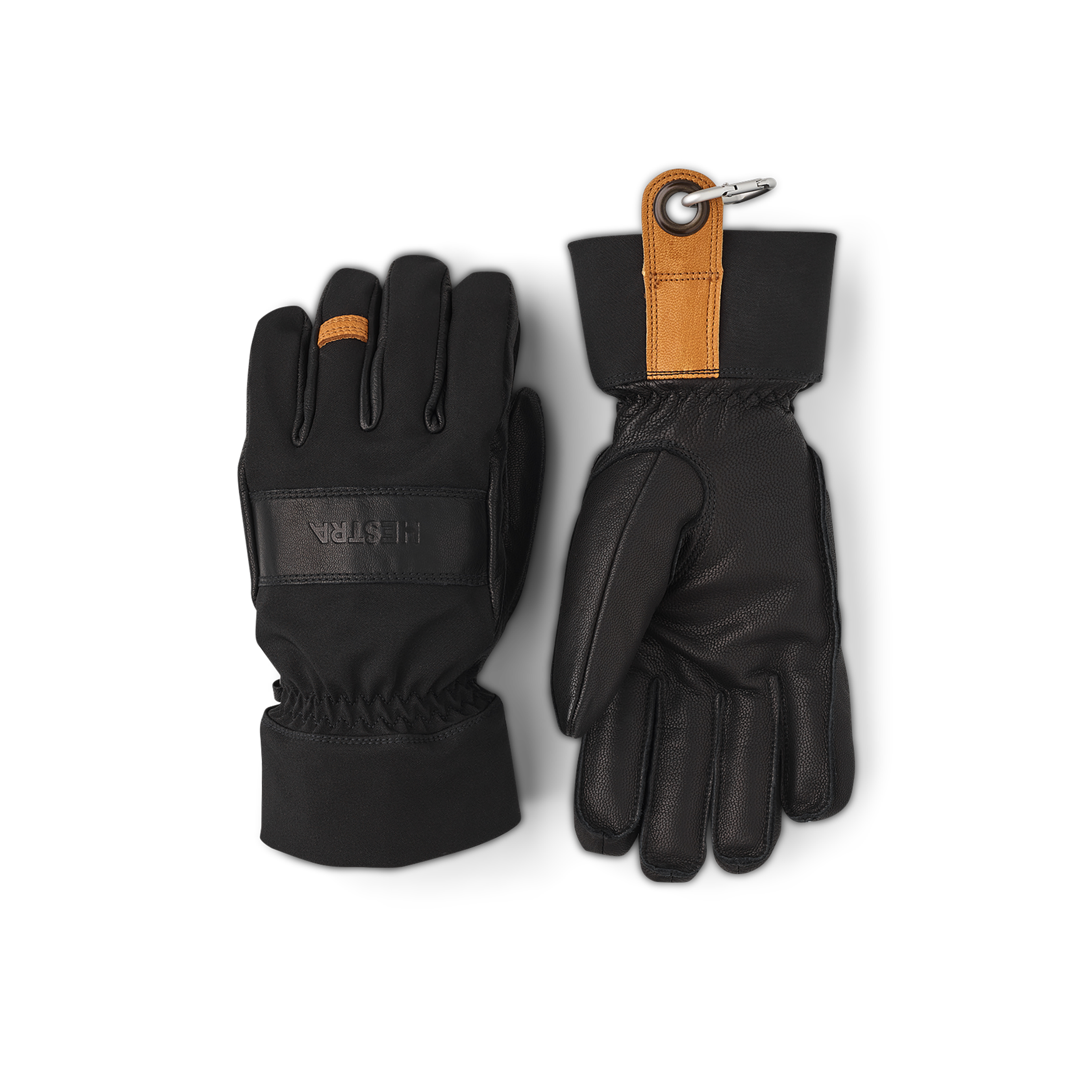 Schwarzer Handschuh mit schwarzem Ziegenleder an der Innenhand