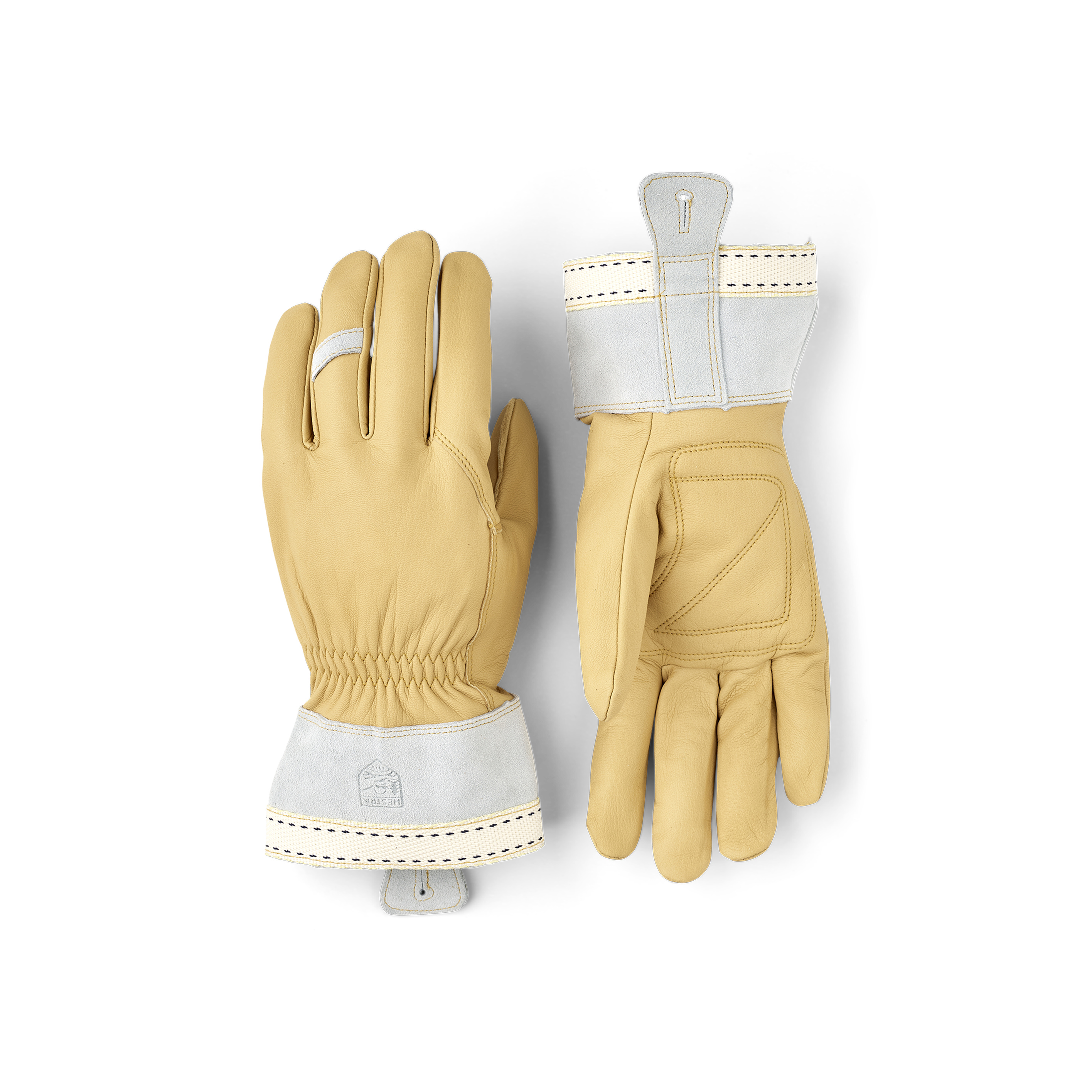Gelber Outdoorhandschuh mit Ziegenleder an der Innenhand