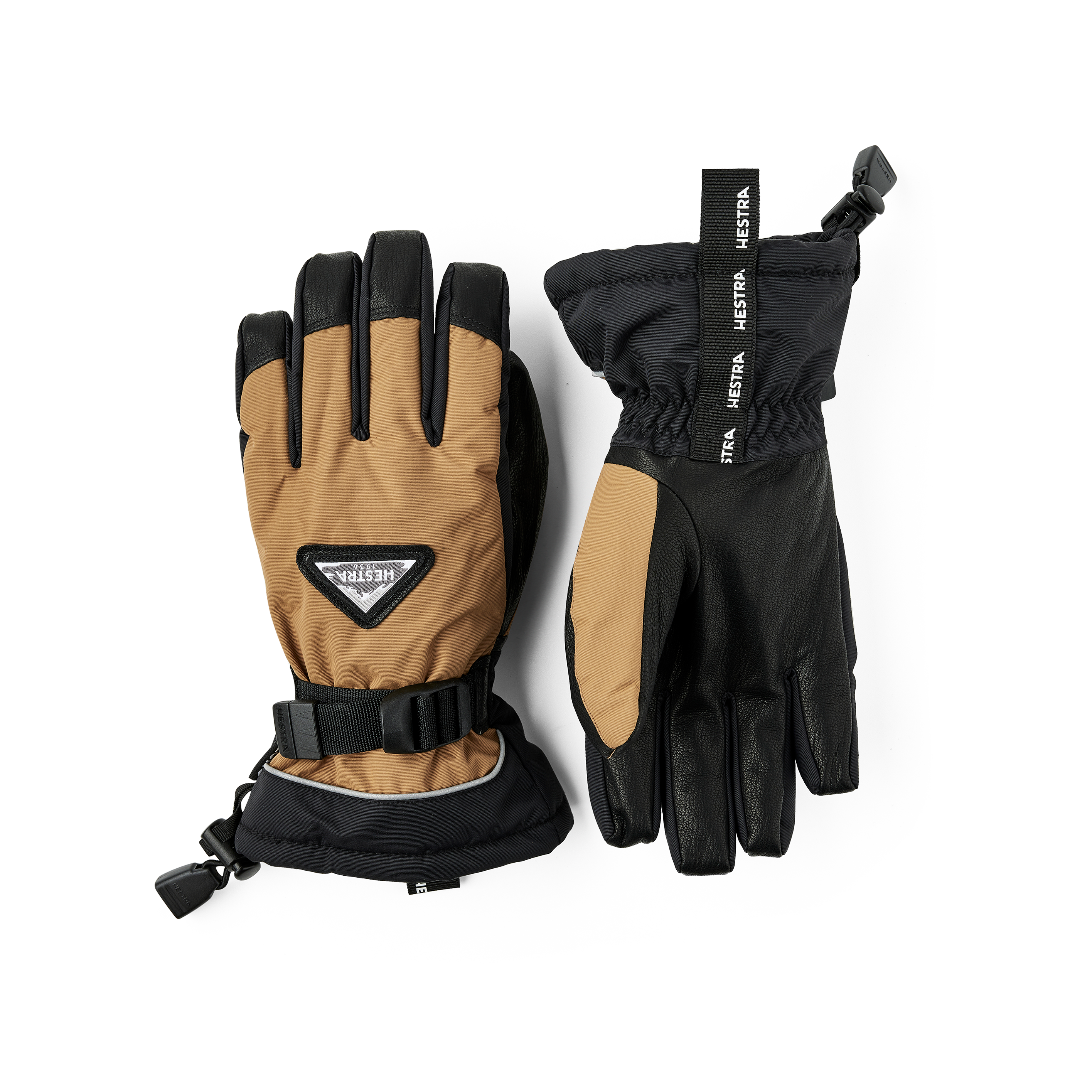 Türkiser Kinderhandschuh mit schwarzem Ziegenleder an der Innenhand und verstellbarem Handgelenkverschluss