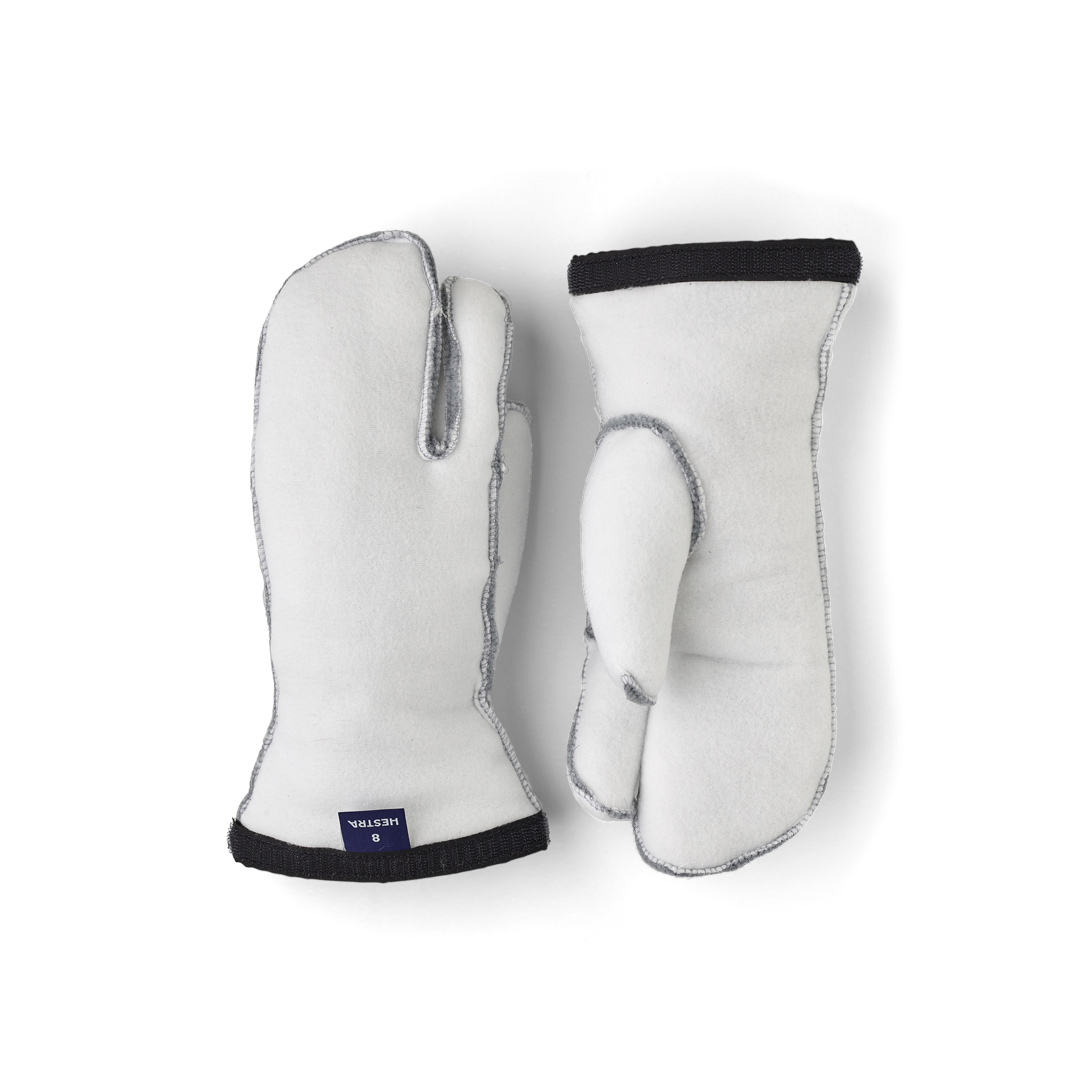 Weißes maschinengenähtes 3-Finger-Futter