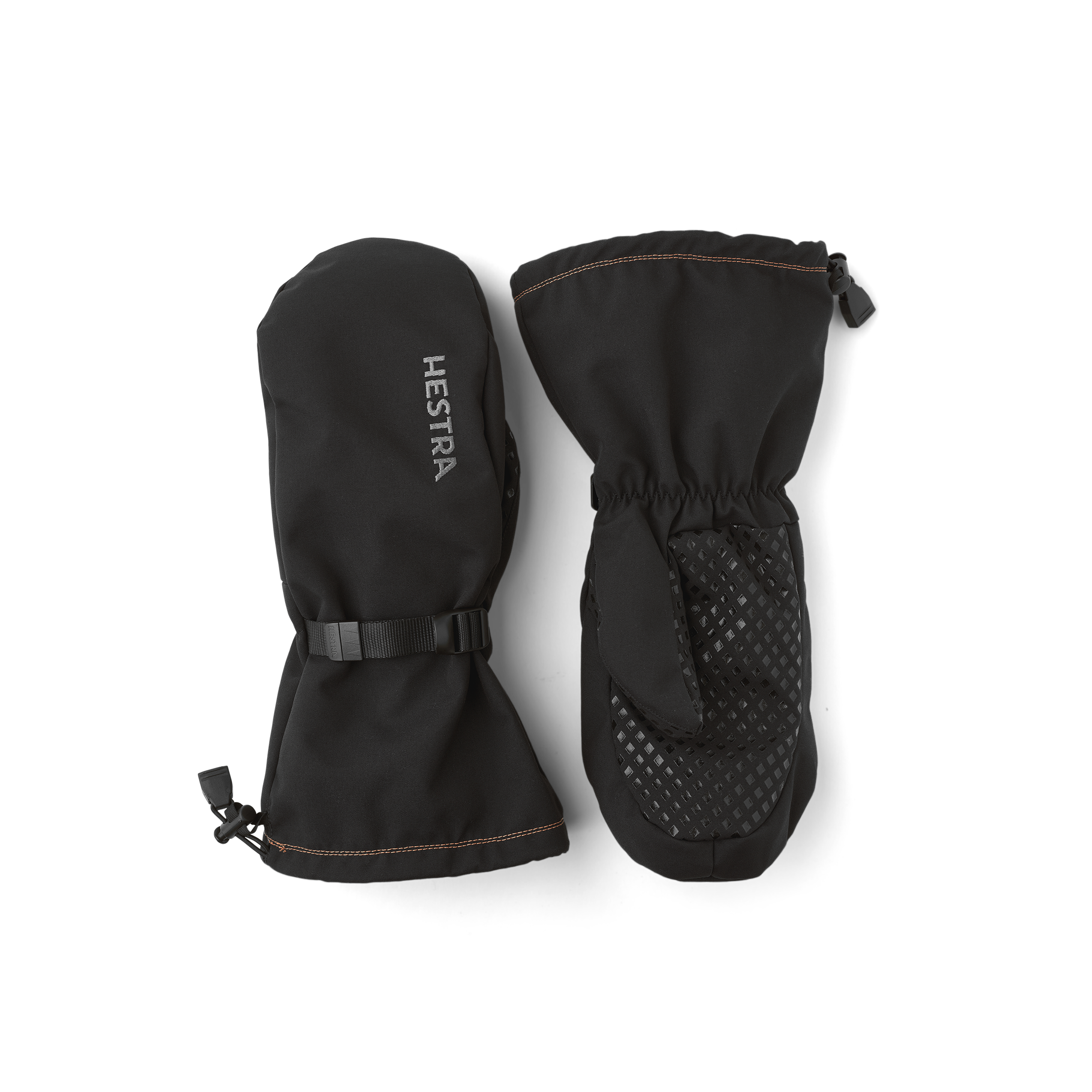 Schwarzer Überziehhandschuh aus Stoff mit verstellbarem Handgelenkverschluss